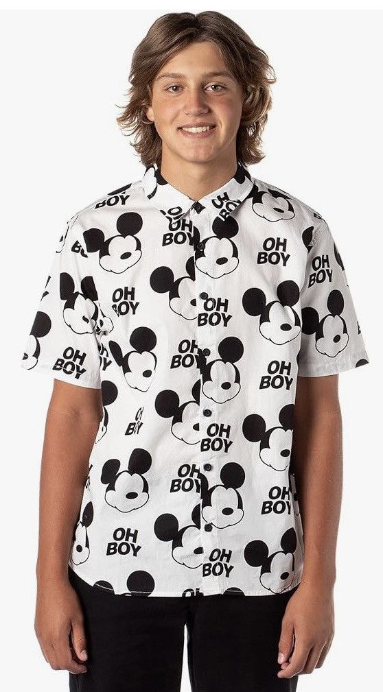 NEFF Vintage Neff Disney Men's Oh Boy Mickey Button-Down Shirt Size US S / EU 44-46 / 1 - 1 Thumbnail