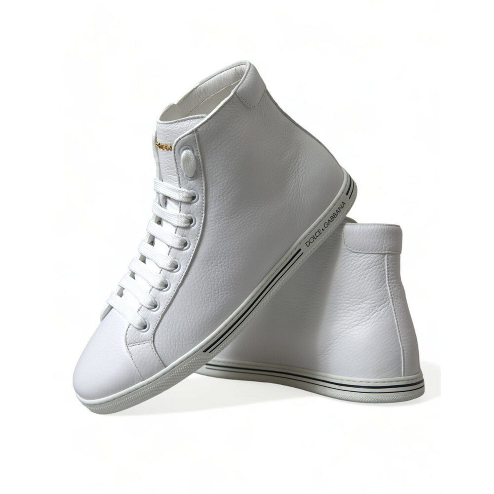 Dolce & Gabbana Dolce & Gabbana Elegant White Leather High Top Sneakers Size US 7 / EU 40 - 7 Thumbnail