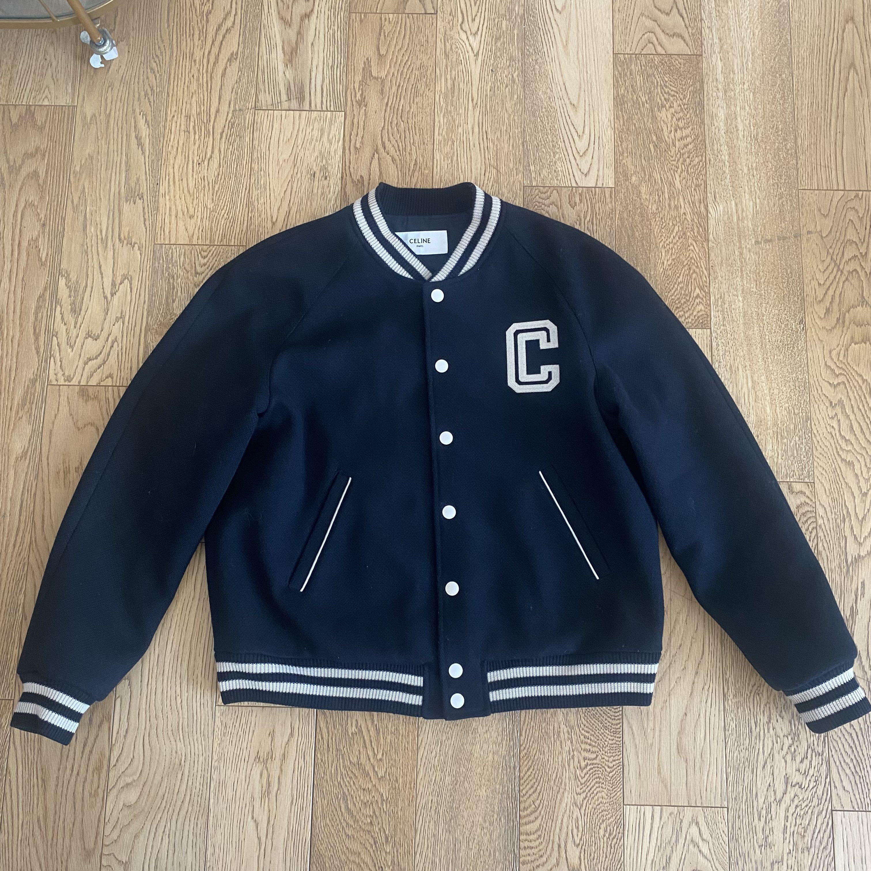 Celine Celine Teddy Jacket Black Textured Wool Varsity Prep 54 Size US L / EU 52-54 / 3 - 1 Thumbnail