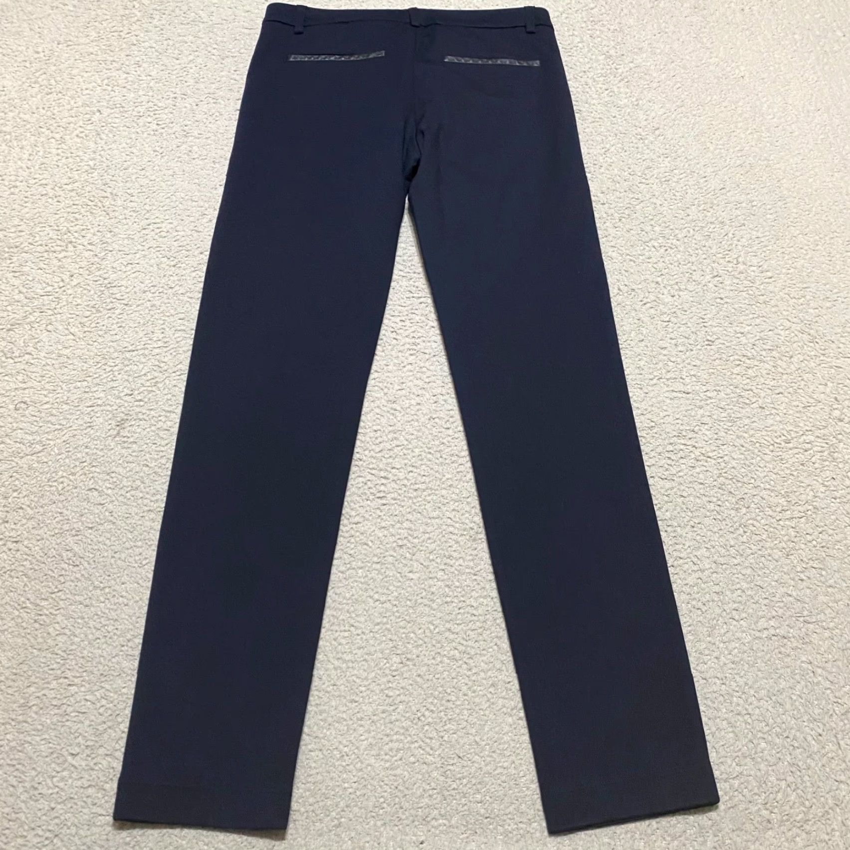 Vince Vince Pants Women's 6 Navy Blue Skinny Zip Pockets Faux Leather Trim Dress Pants Size 28" / US 6 / IT 42 - 2 Thumbnail