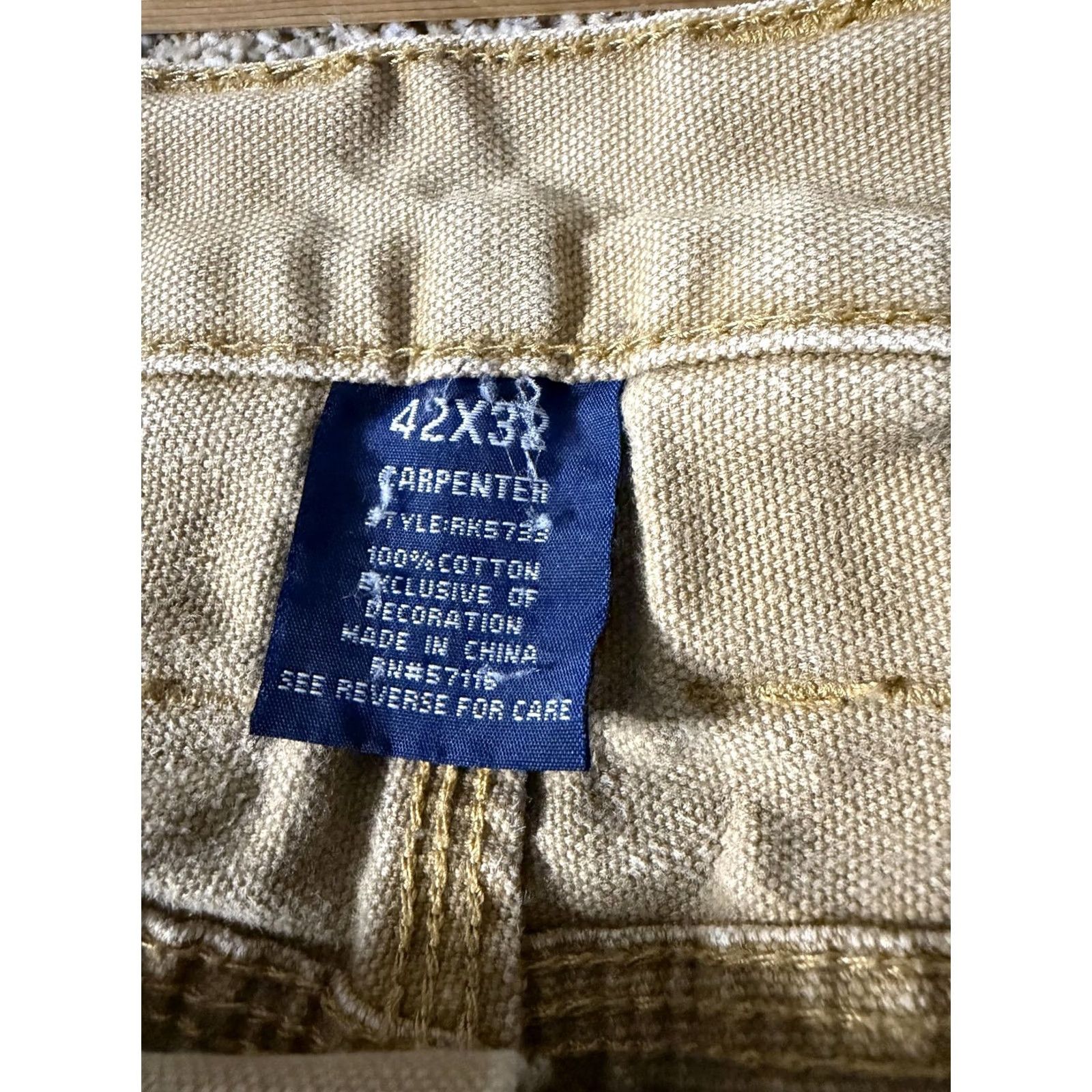 Vintage RK Brand Carpenter Pants Mens 42x32 Beige Canvas Relaxed Fit Utility Workwear Pants Size US 42 / EU 58 - 6 Thumbnail