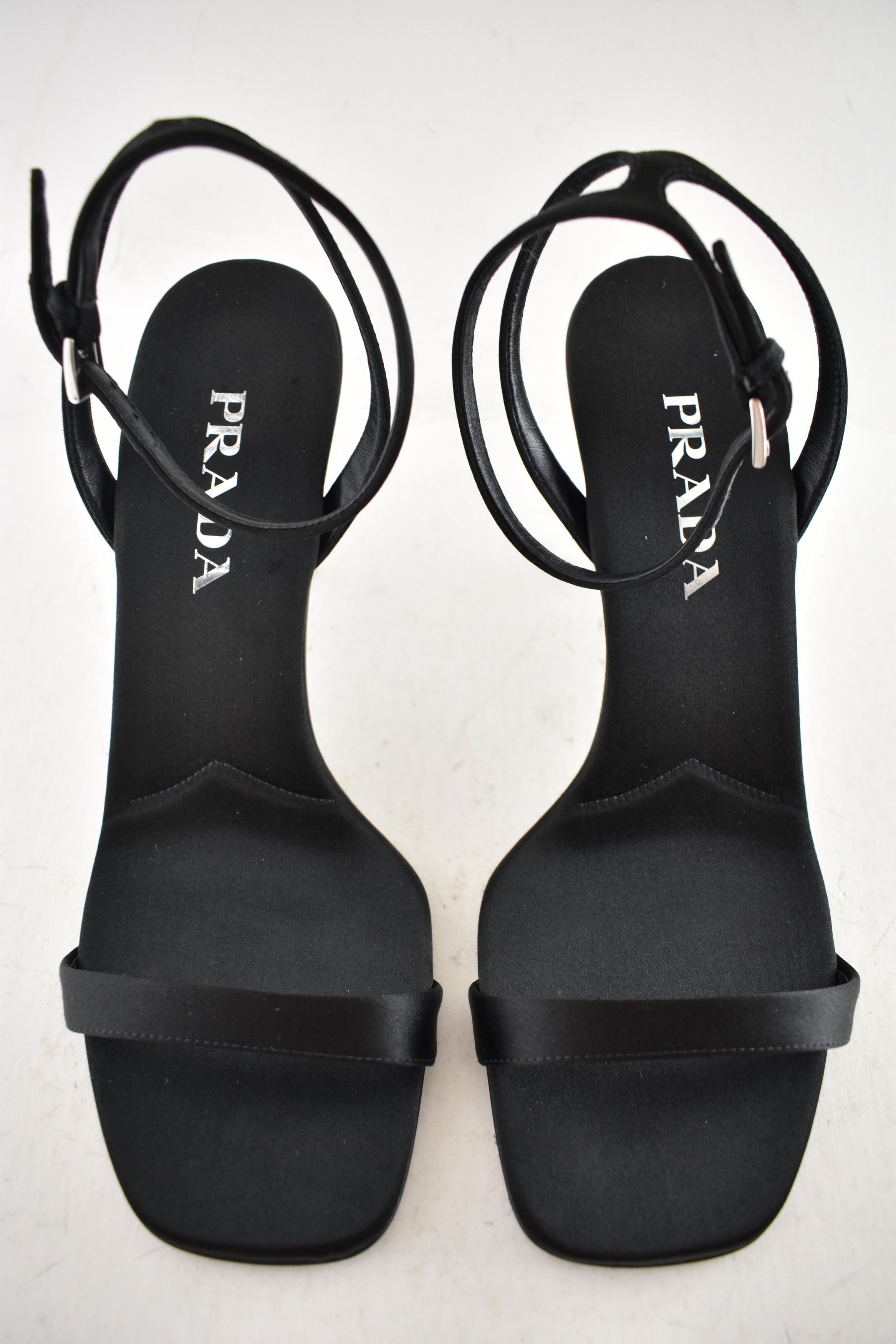 Prada Prada 85mm Satin Geometric Heel Ankle Strap Sandal Pump 39 Size US 9 / IT 39 - 12 Thumbnail