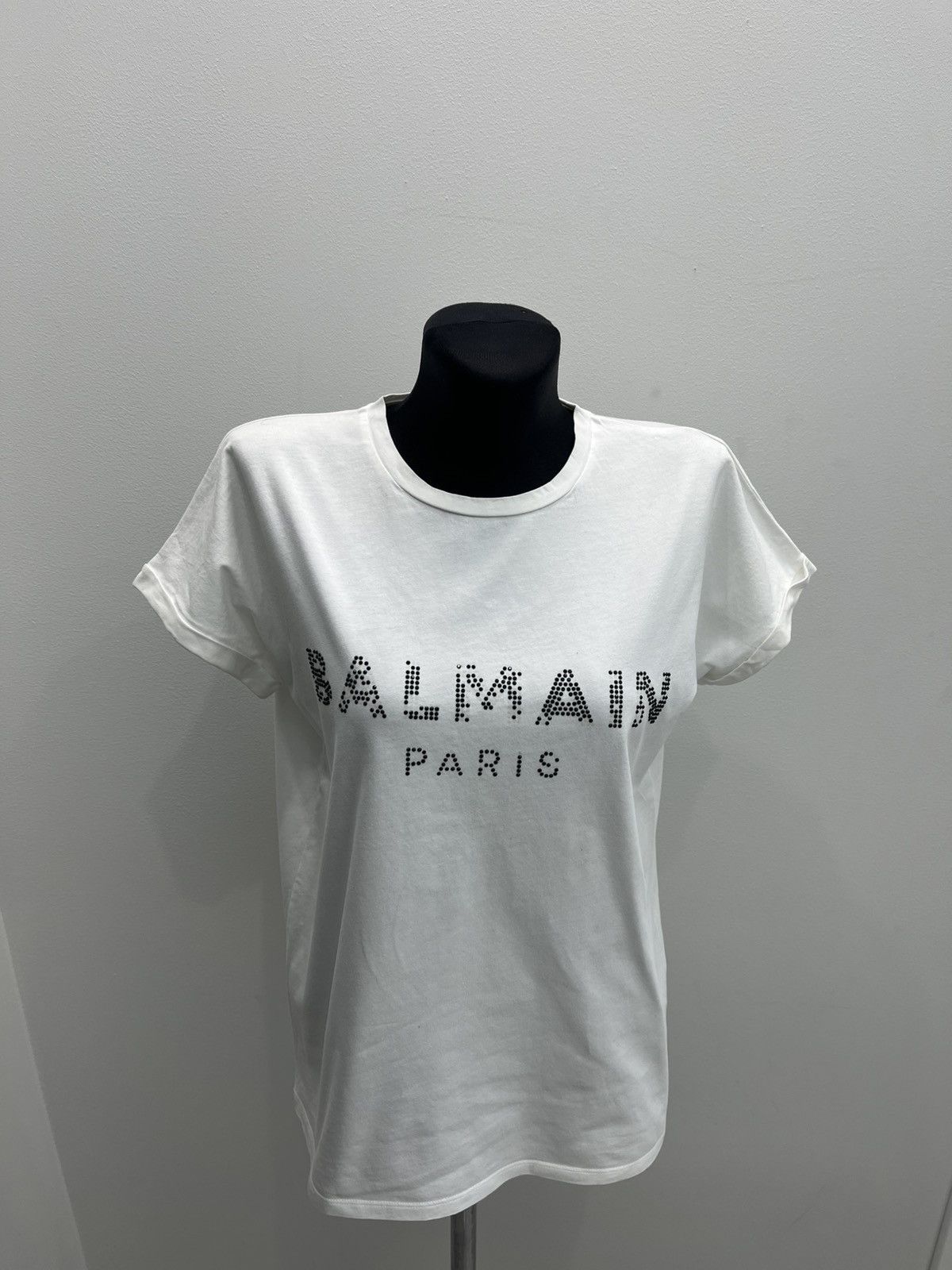 Balmain Balmain Crystals Logo Cotton Tee T-shirt Size XS / US 0-2 / IT 36-38 - 1 Thumbnail