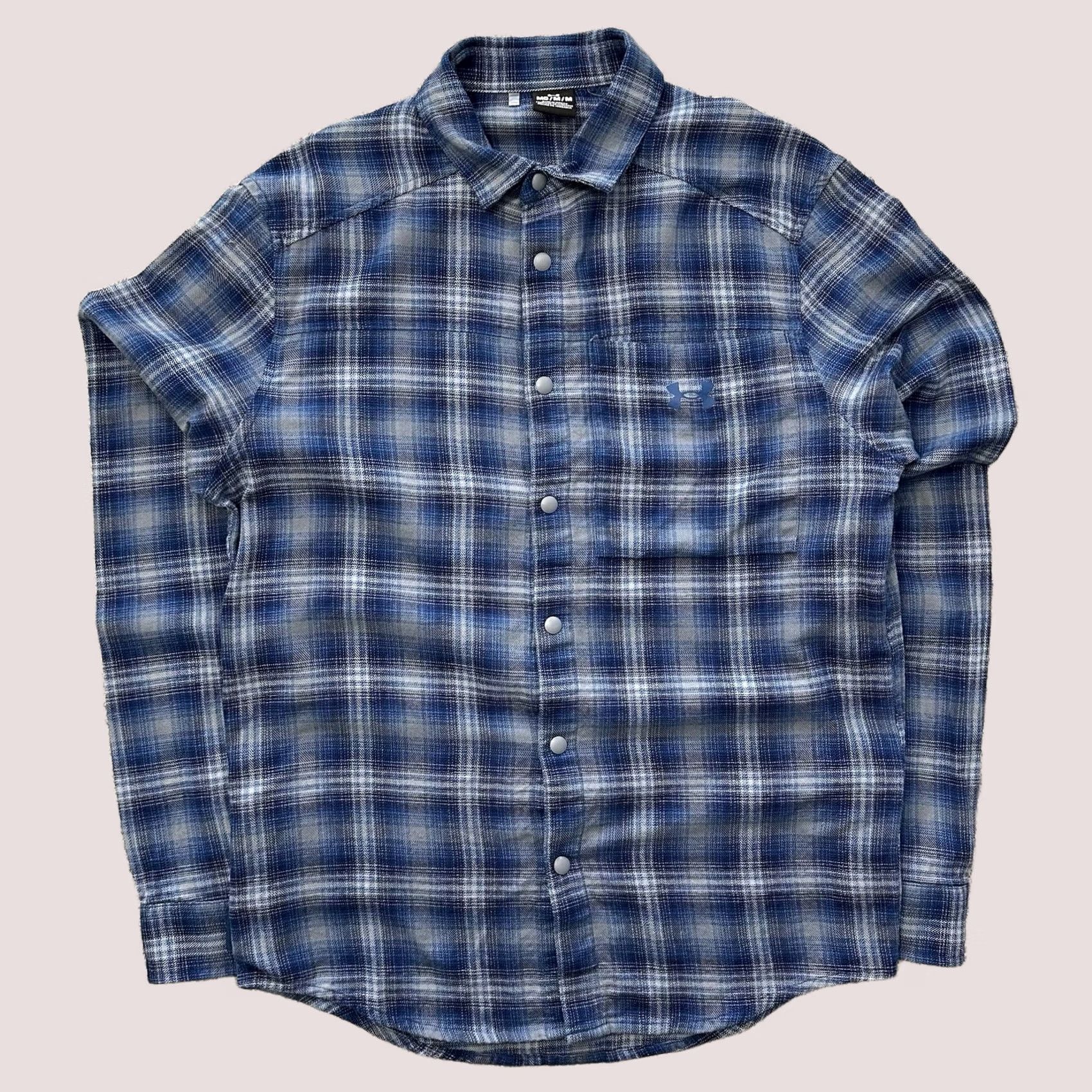 Under Armour Under Armour Tradesman Flex Flannel Long Sleeve Snap Button Shirt Mens M Blue Size US M / EU 48-50 / 2 - 1 Thumbnail