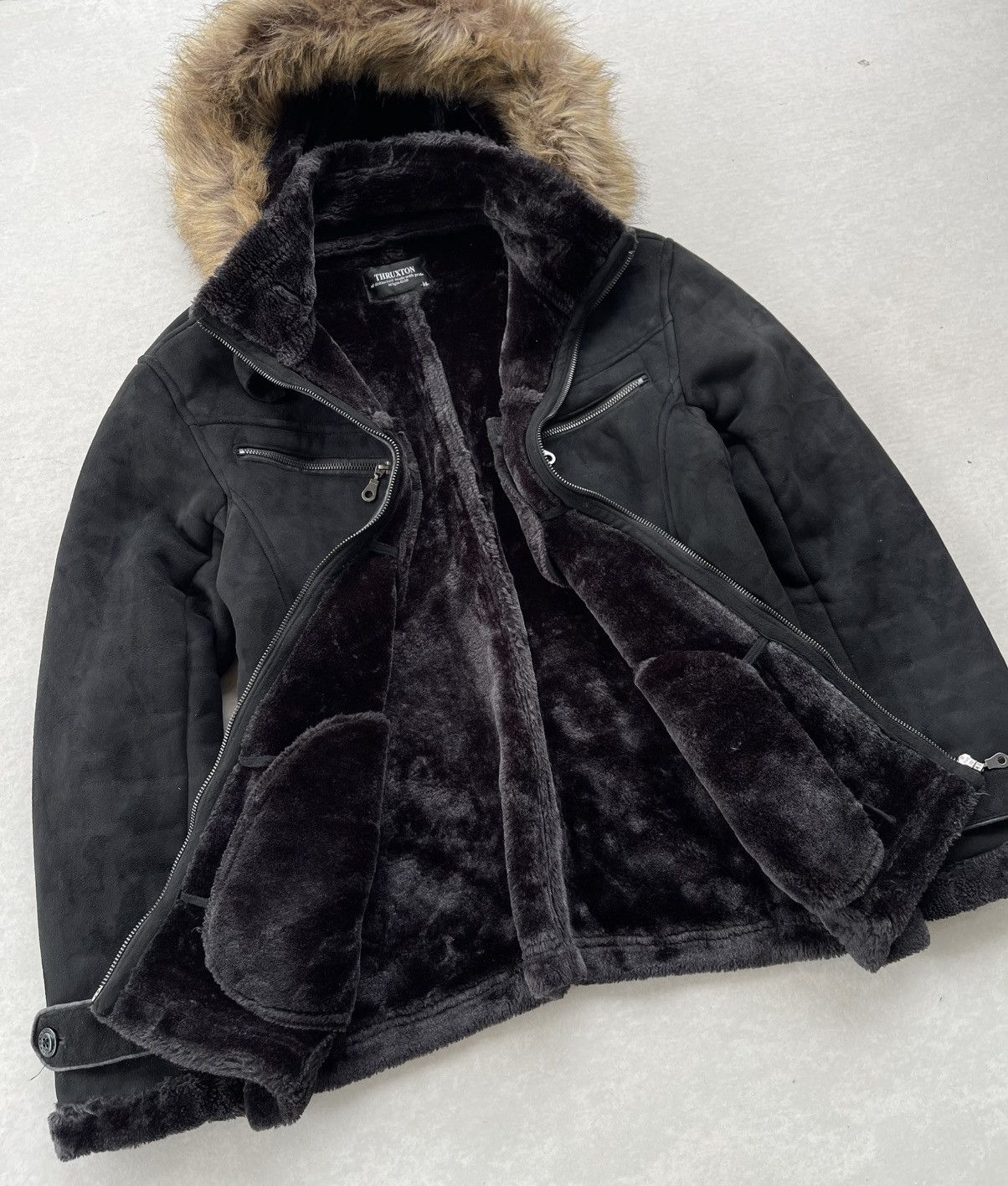 If Six Was Nine × Japanese Brand × Yasuyuki Ishii 🔥RARE🔥 THRUXTON MEN'S MOLESKIN FAUX FUR HOOD RAIDER JACKET Size US M / EU 48-50 / 2 - 8 Thumbnail