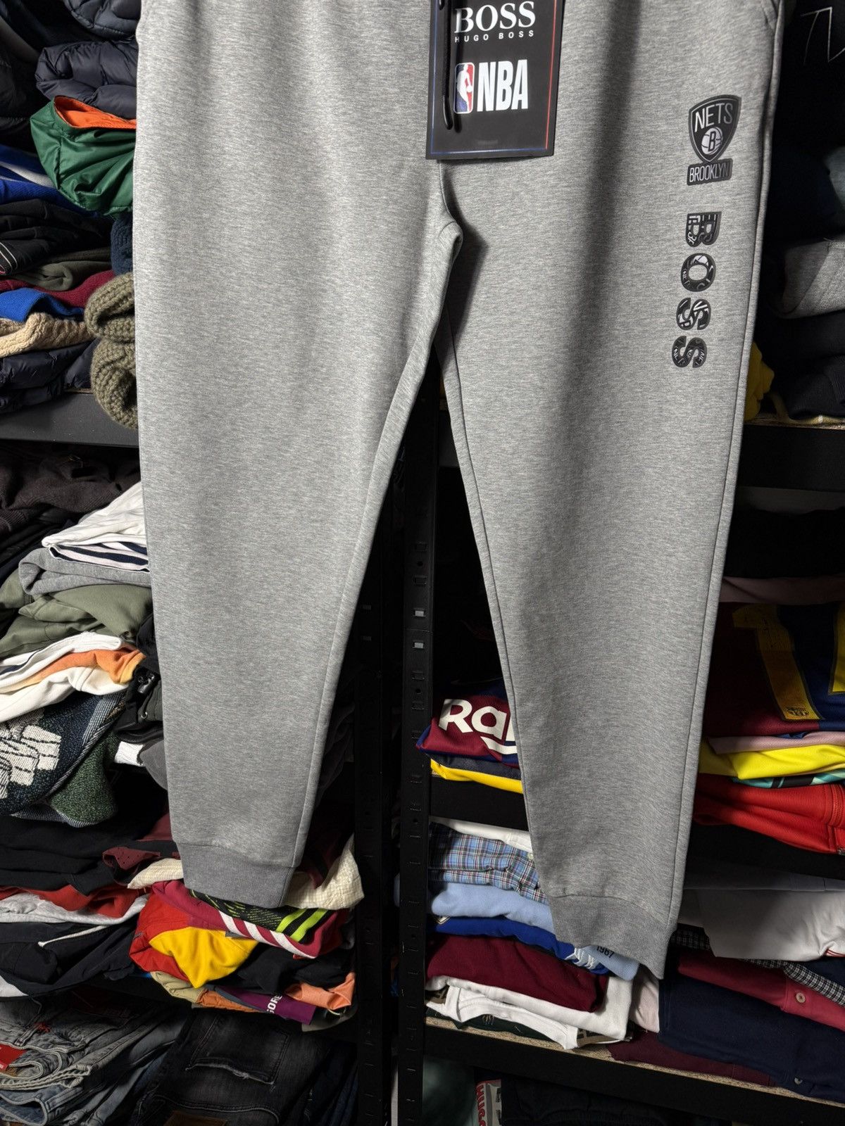 Hugo Boss Hugo Boss x NBA Joggers L Brooklyn Nets Grey Sweatpants NWT Size US 34 / EU 50 - 3 Thumbnail