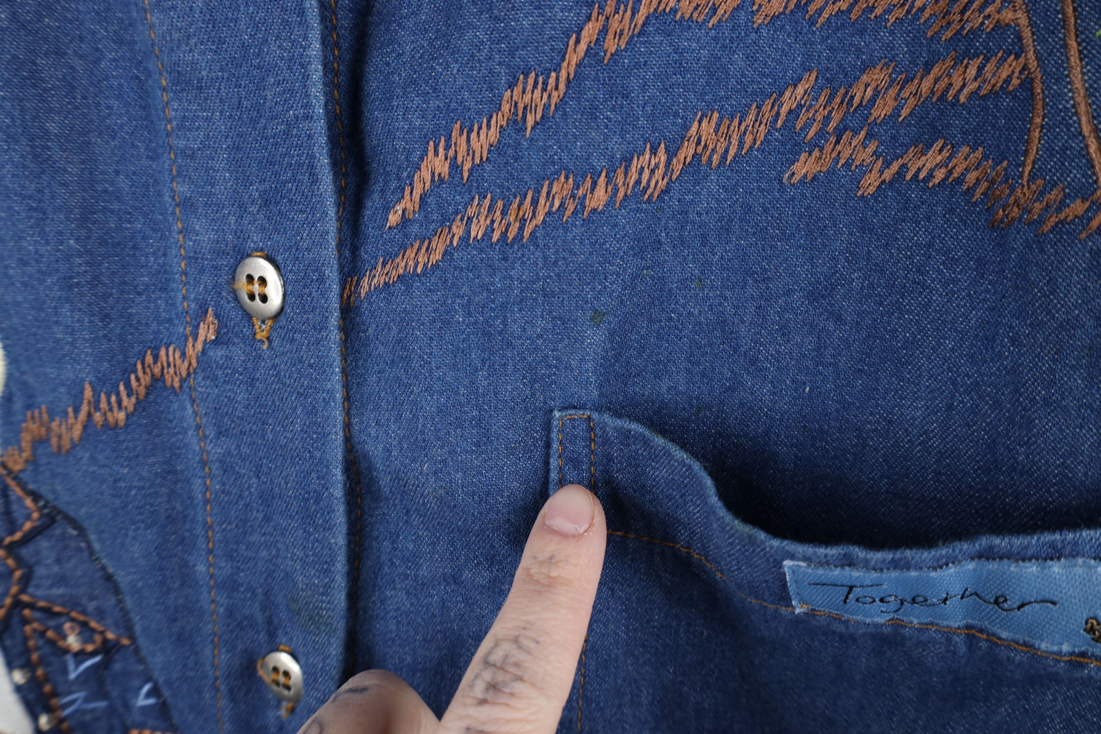 Vintage Vintage 90s Streetwear Teddy Bear Denim Jean Button Shirt Size M / US 6-8 / IT 42-44 - 7 Thumbnail
