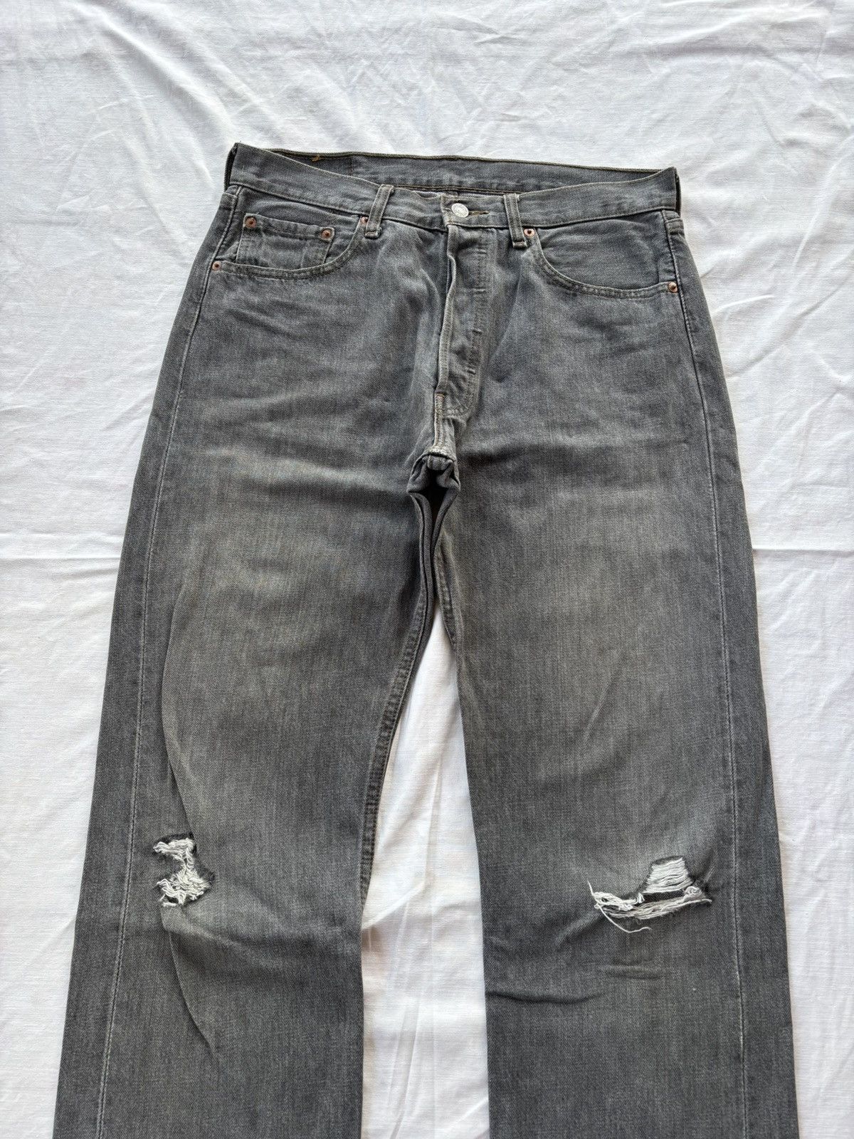 Kapital Vintage Levis 501 FADED BLACK Distressed Denim Jeans Size US 32 / EU 48 - 5 Thumbnail