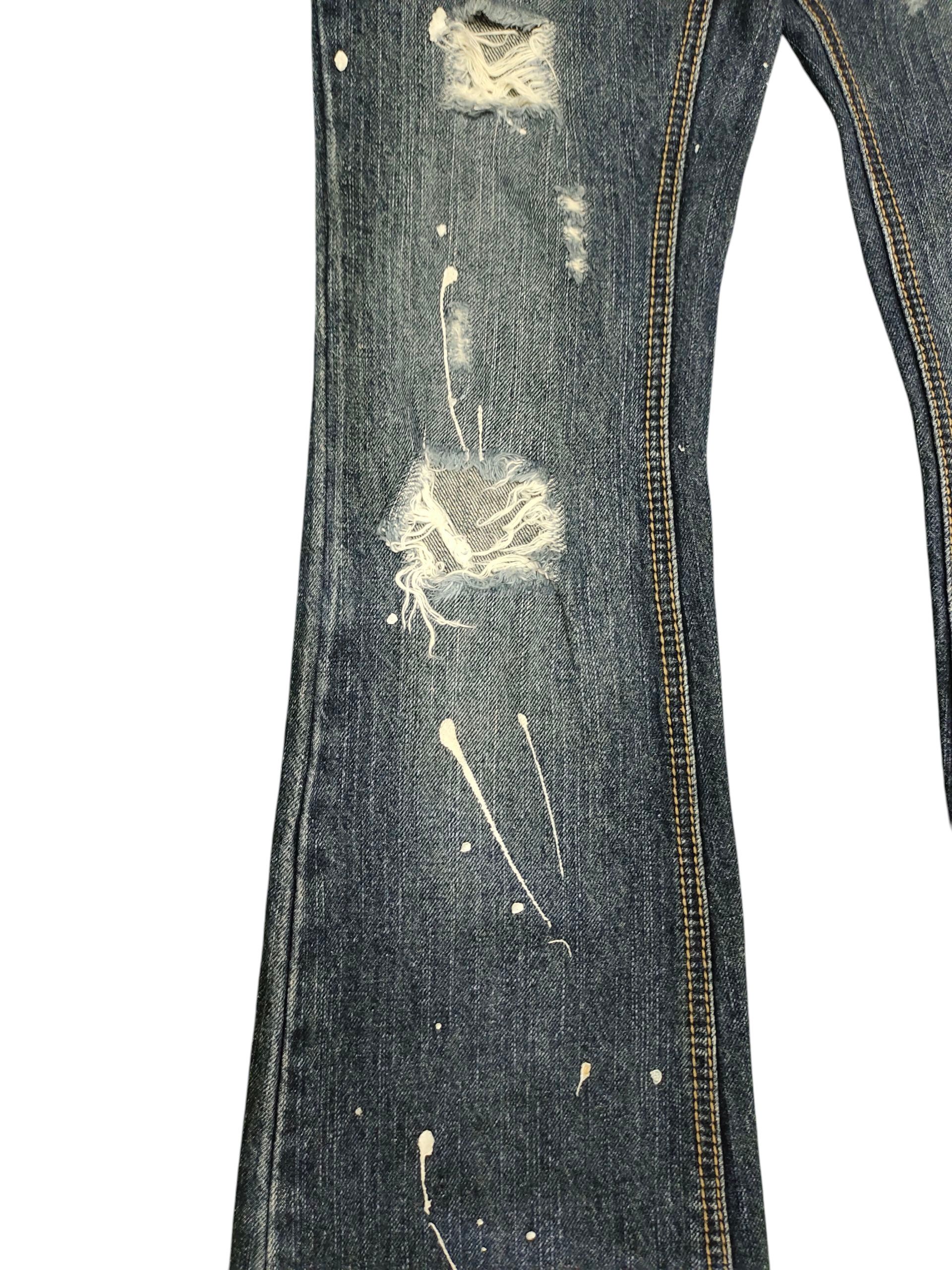 Flare Jeans Elvence Painted Distress Denim Bootcut Low Rise