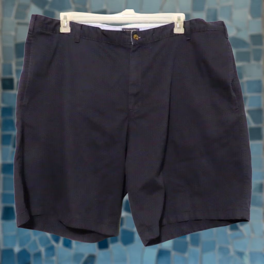 Vintage Saddlebred Shorts Chinos Mens 44W Big & Tall Navy Blue Flat Front Zip Pocket Slim Inseam 10" Cotton Denim Casual Travel Summer Modern Size US 44 / EU 60 - 1 Thumbnail