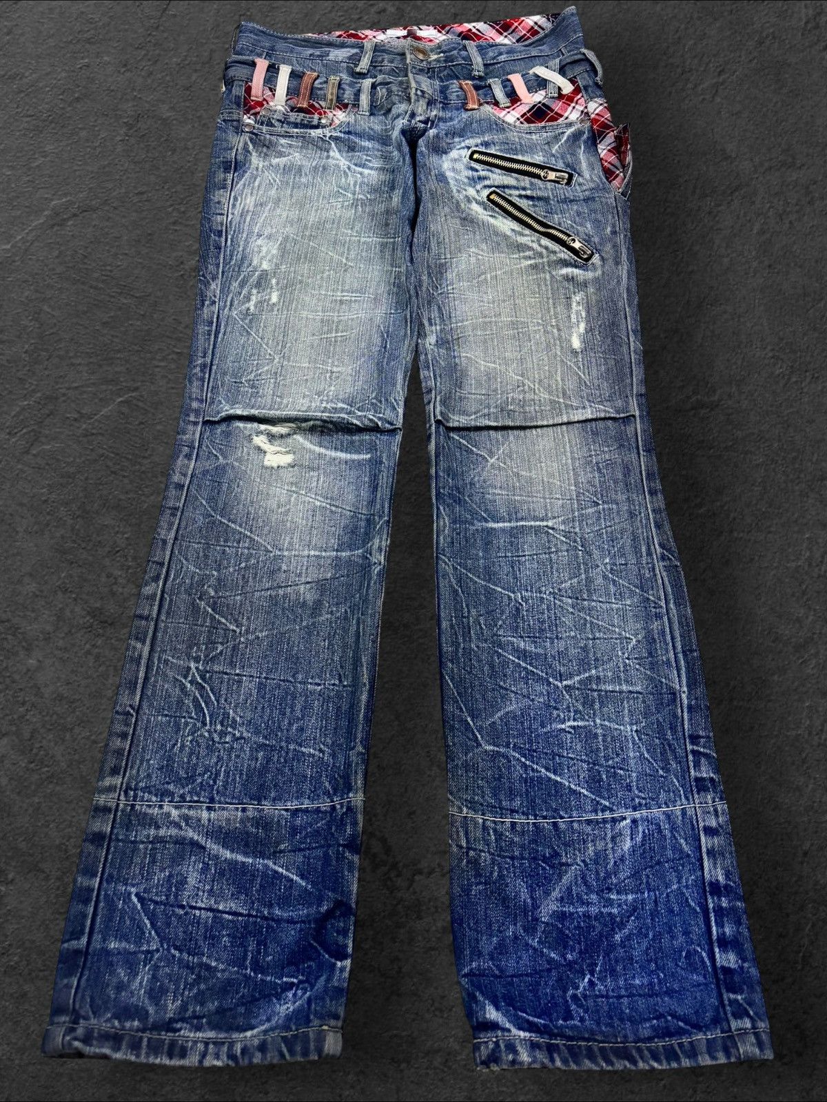 PPFM Grunge Japan Roddle Double Waist Strike Faded Distress Jeans Size US 30 / EU 46 - 1 Thumbnail
