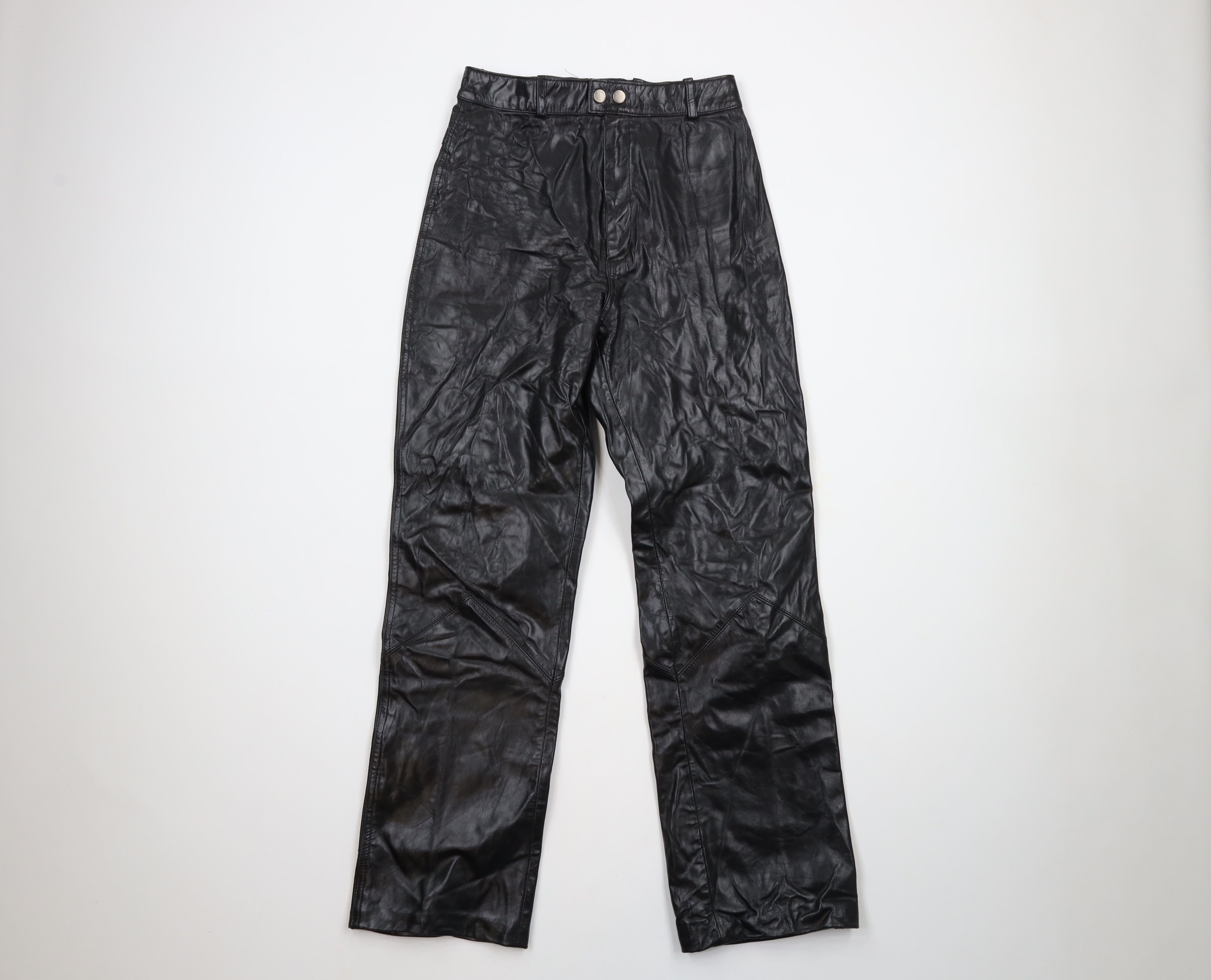 Vintage 70s 80s Streetwear Flared Leather Pants Black
