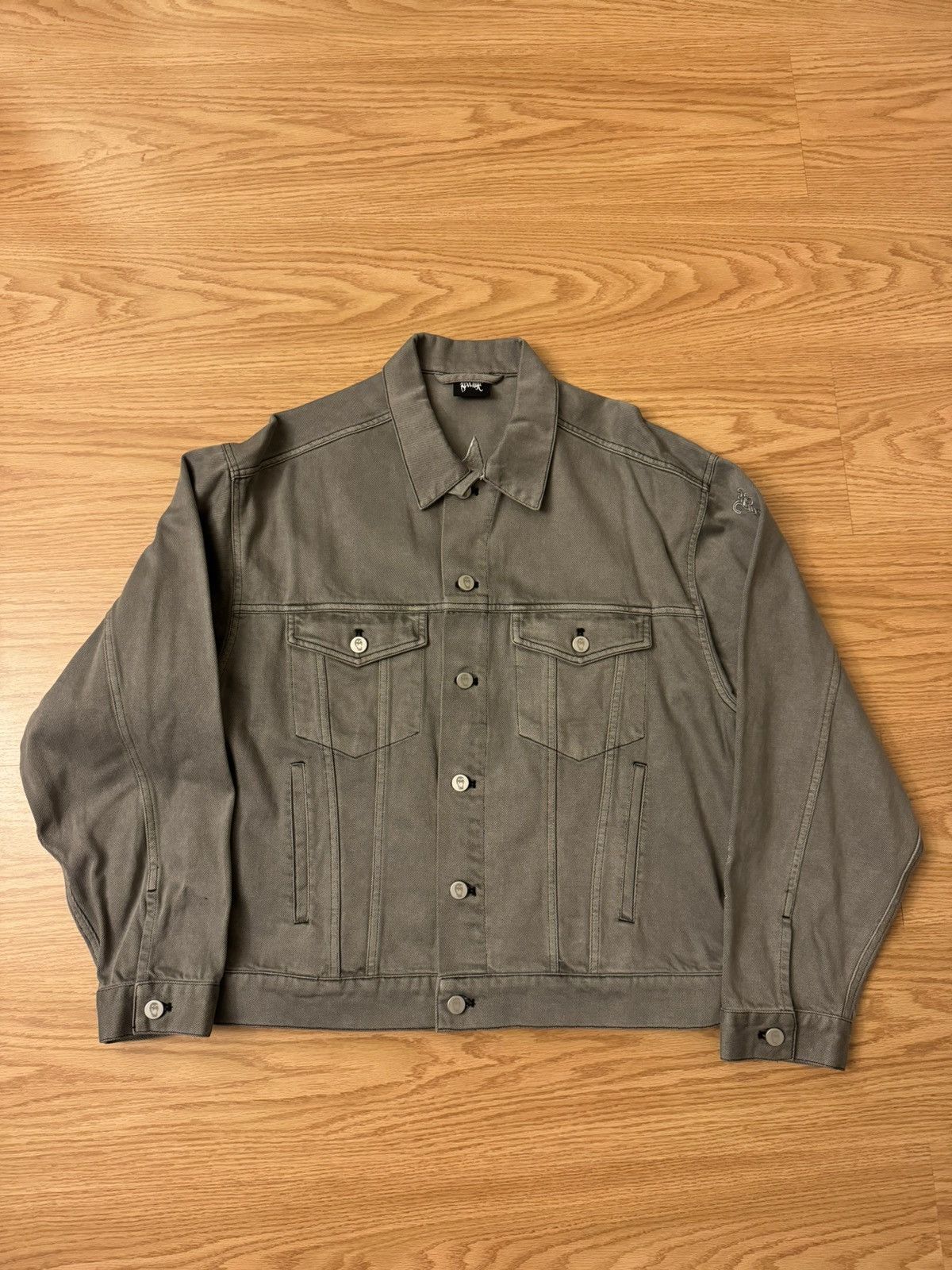 Revenge Revenge Grey Embroidered Denim Jacket Size US L / EU 52-54 / 3 - 1 Thumbnail