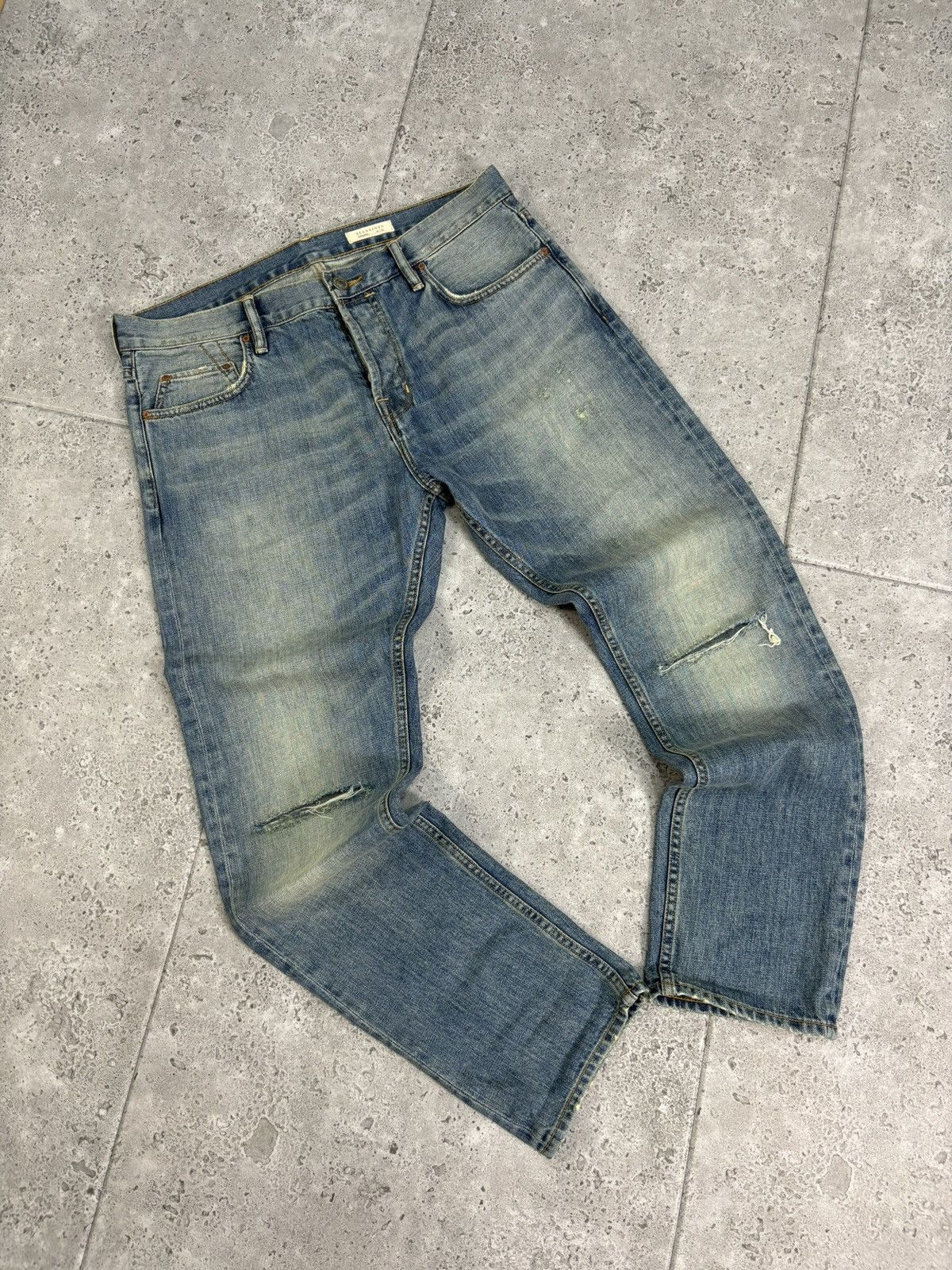 Allsaints × Japanese Brand All Saints Distressed Faded Knee Denim Jeans Pants 00s Y2K Size US 32 / EU 48 - 1 Thumbnail
