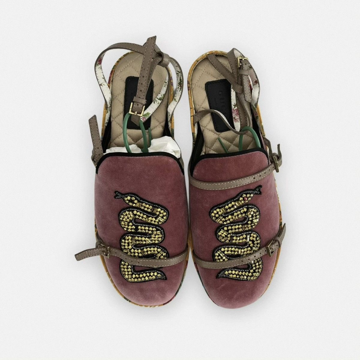Gucci Gucci Runway Two Way Kingsnake Velvet Mules Size US 6 / IT 36 - 5 Thumbnail