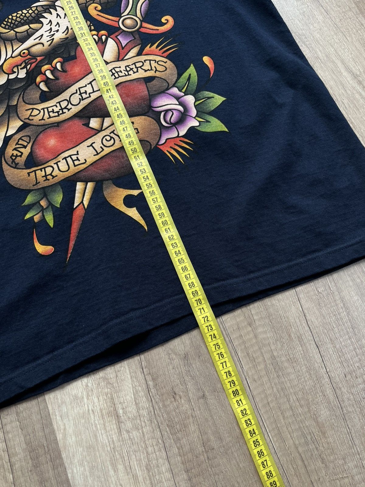 Ed Hardy × Japanese Brand Ed Hardy Pieced Hearts and True Love T-Shirt Navy Blue Size US L / EU 52-54 / 3 - 10 Thumbnail