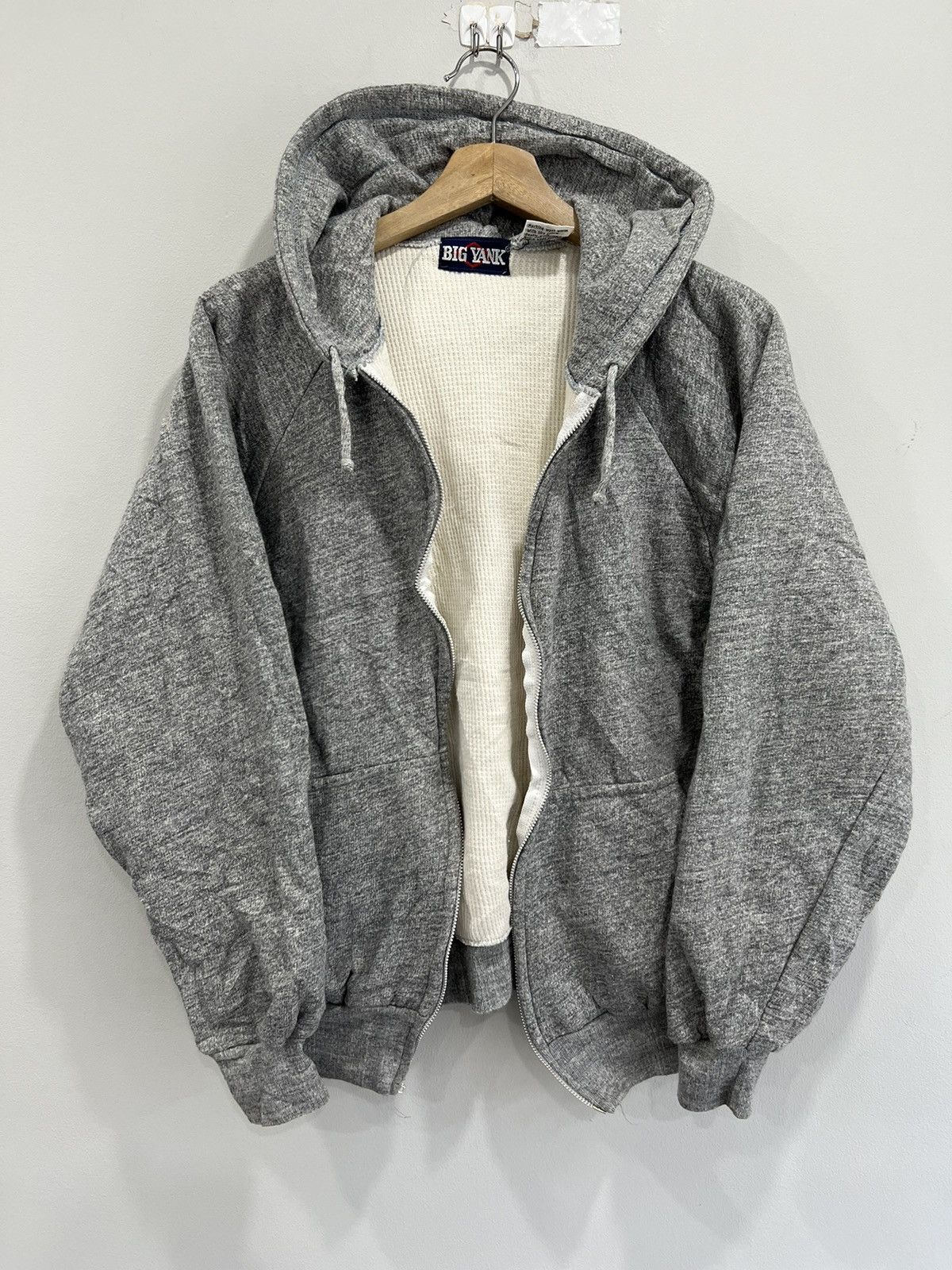 Vintage Vintage Thermal Lined Hoodie Sweater big yank blank zip up Size US S / EU 44-46 / 1 - 1 Thumbnail