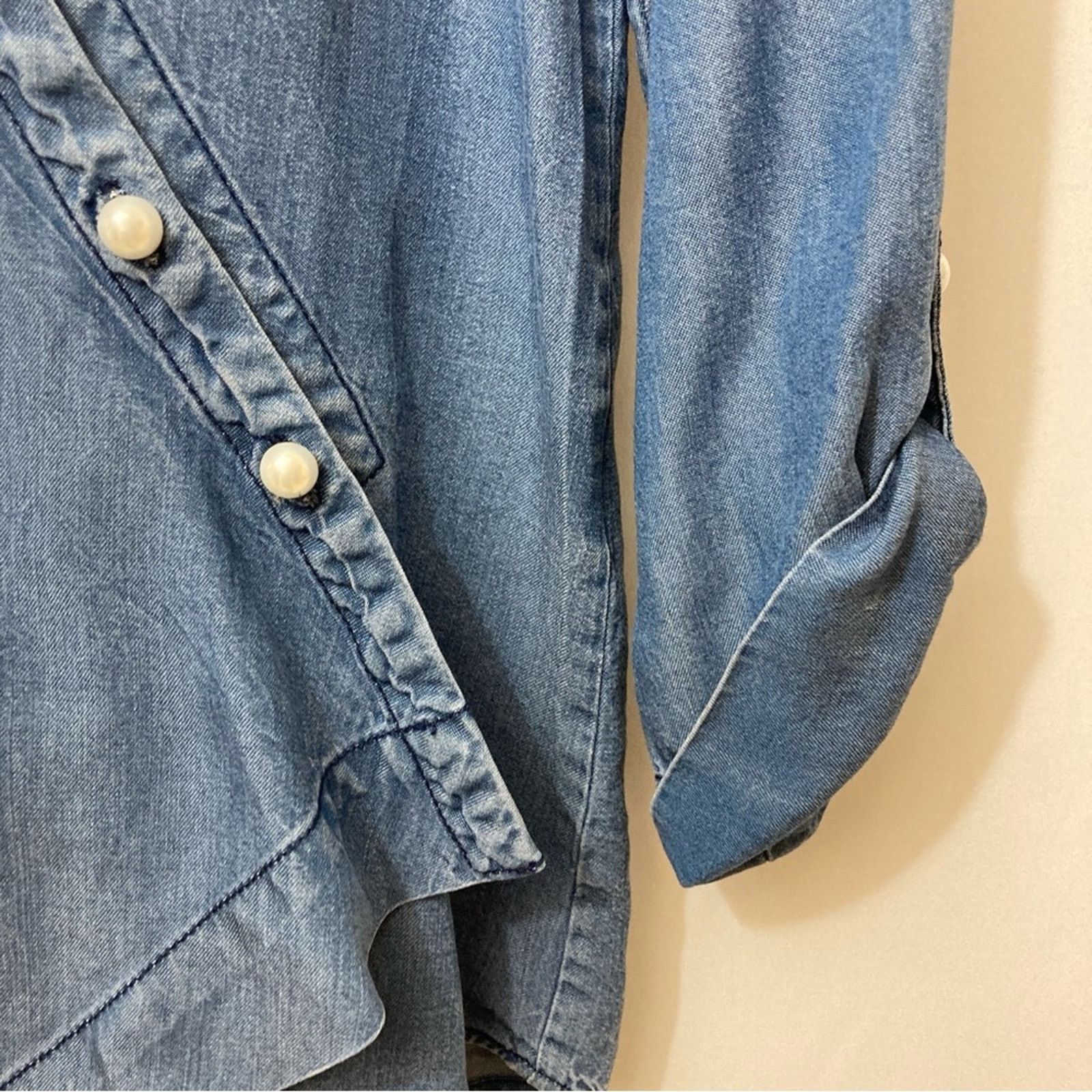 Other T&W Designs Tencel Denim Cross Over Handkerchief Blouse Top Size S / US 4 / IT 40 - 5 Thumbnail