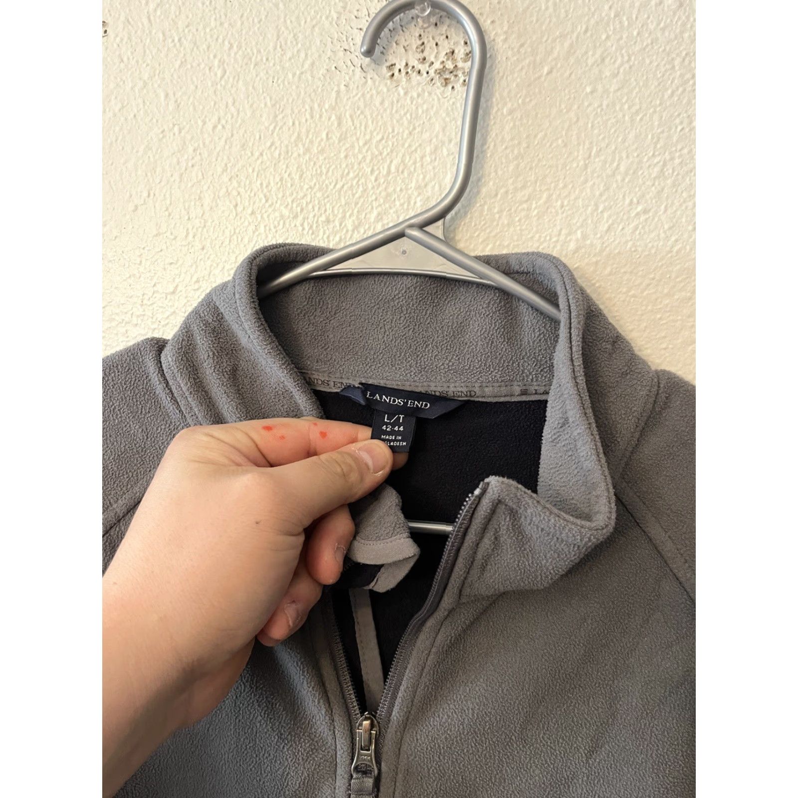 Lands' End Lands End Mens Large Tall LT Gray Fleece Full Zip Mock Neck Long Sleeve Jacket Size US L / EU 52-54 / 3 - 3 Thumbnail
