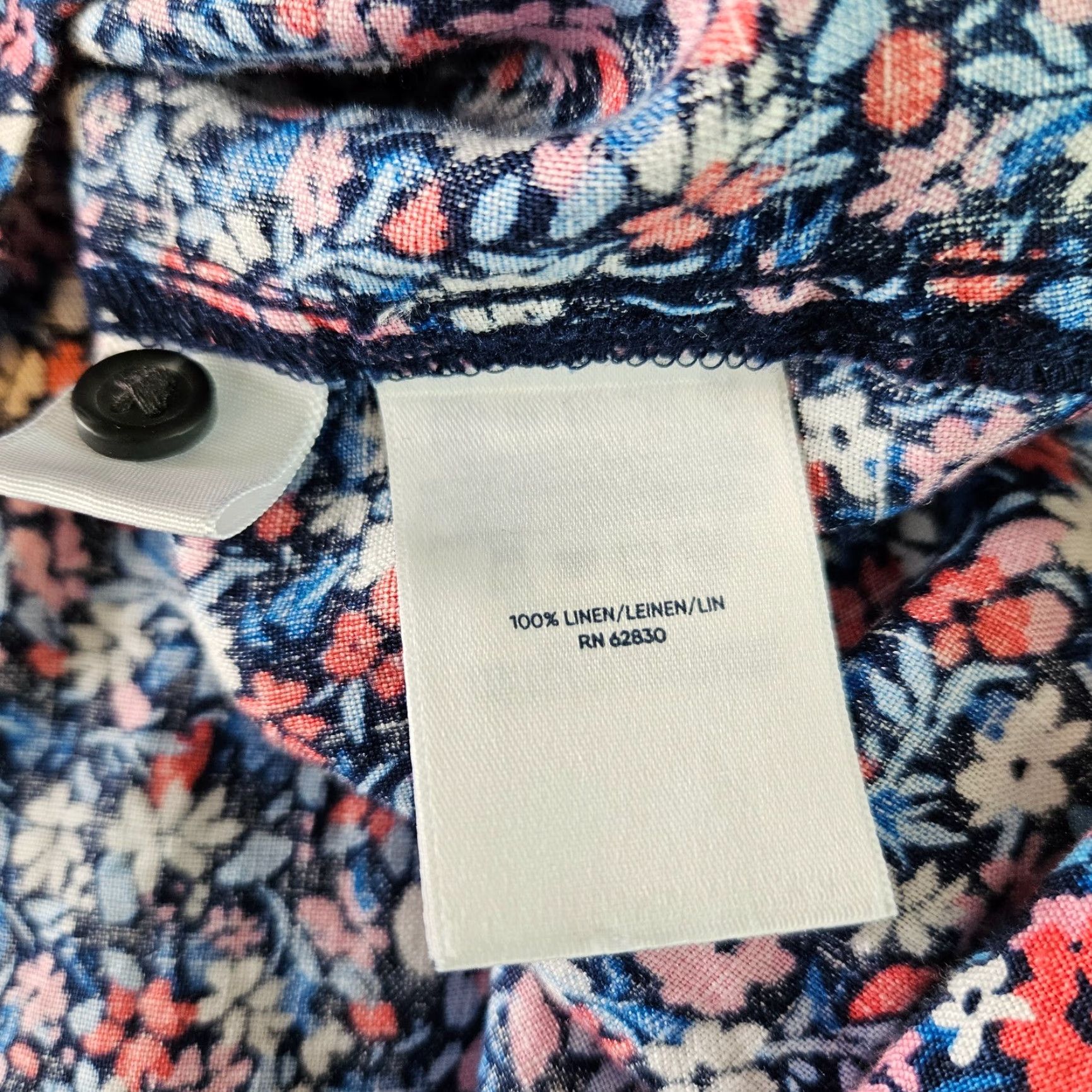 Vintage Draper James Lands End Womens Linen Button Up Top Sz Medium Blue Pink Floral Shirt Adult M Blue Floral Button-Up Tunic Size M / US 6-8 / IT 42-44 - 4 Thumbnail