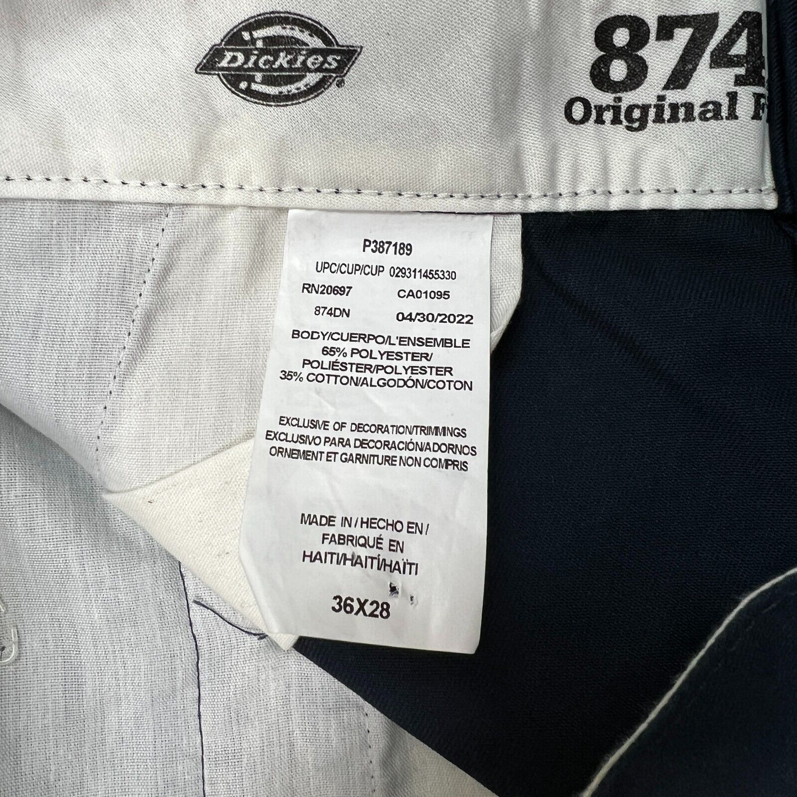 Dickies × Vintage Dickies 874 Pants 36x25 Original Work Casual Chino Trousers Size US 36 / EU 52 - 9 Thumbnail
