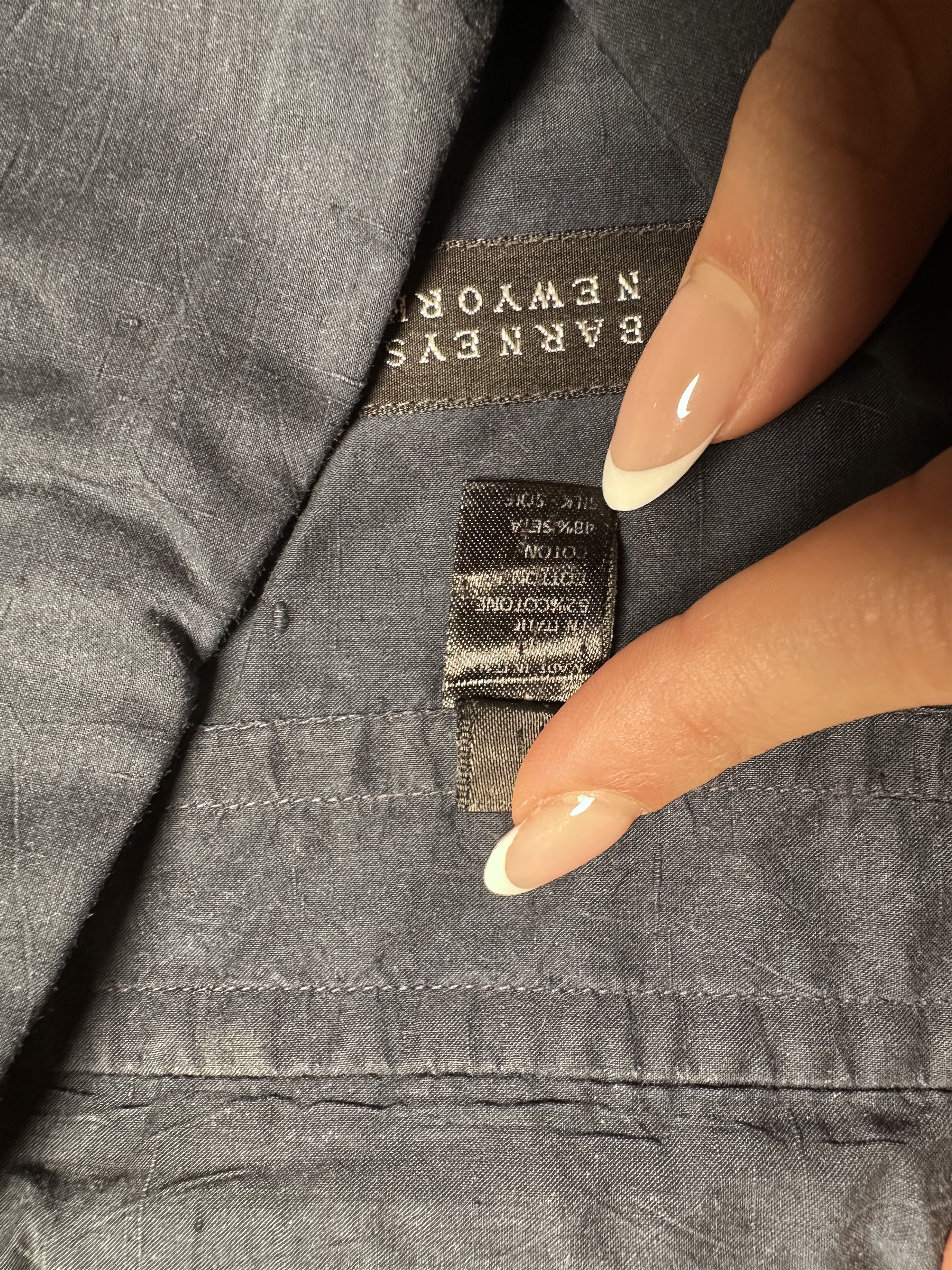 Barneys New York Barneys New York Silk Cotton Button Down Shirt Grey XL Size US XL / EU 56 / 4 - 6 Thumbnail