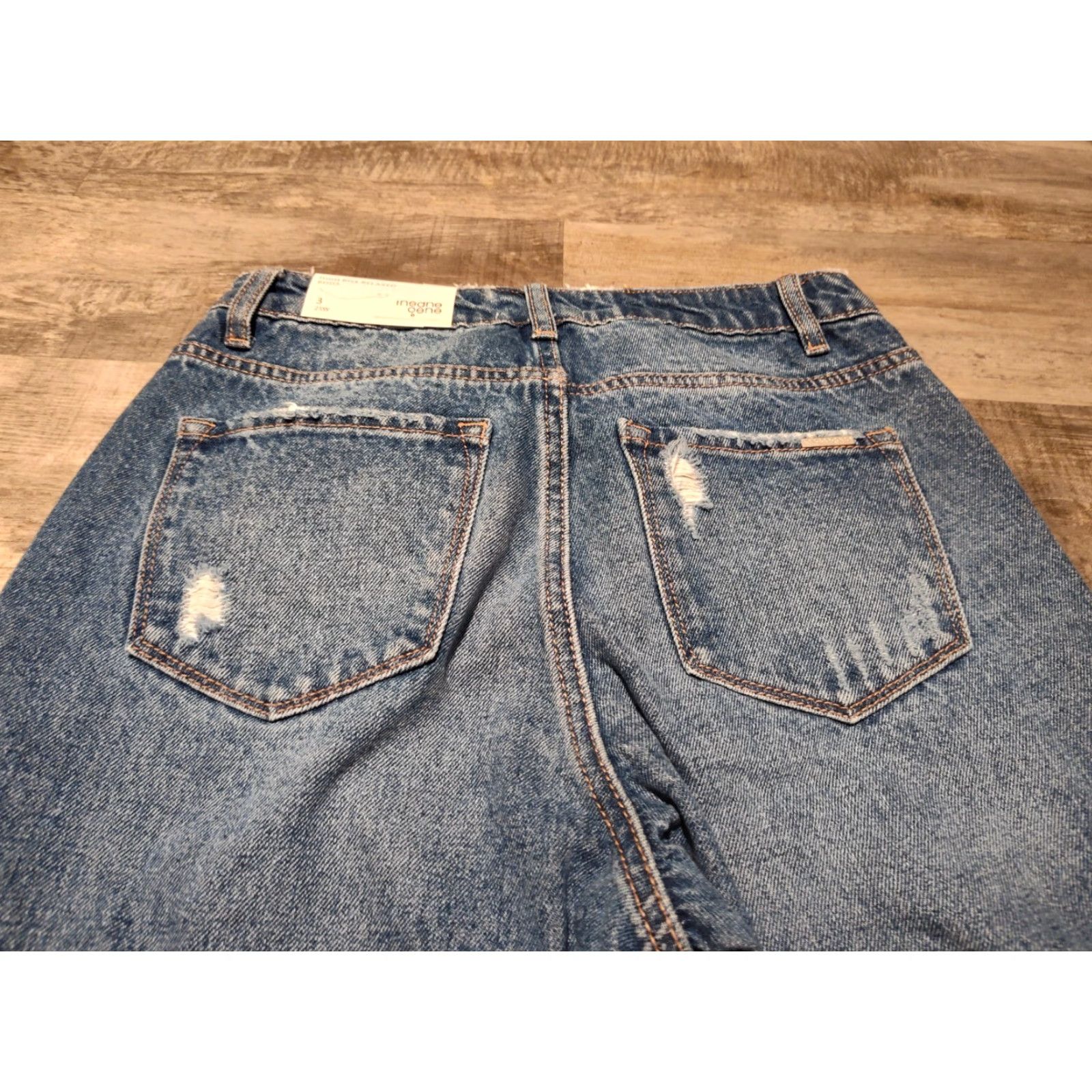 Vintage VINTAGE Insane Gene Womens Jeans Boot Cut Flare Distressed 28W High Rise 33Inch | Cotton Denim, Relaxed Fit, Blue Size 28" / US 6 / IT 42 - 3 Thumbnail