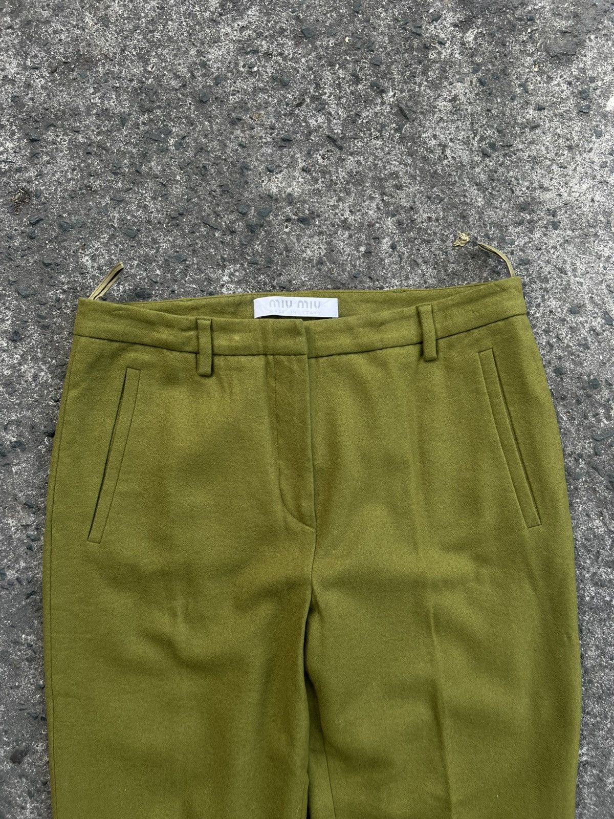 Miu Miu Miu miu FW/99 - Boiled Wool Utility Trouser - Moss Green Size 27" / US 4 / IT 40 - 6 Thumbnail