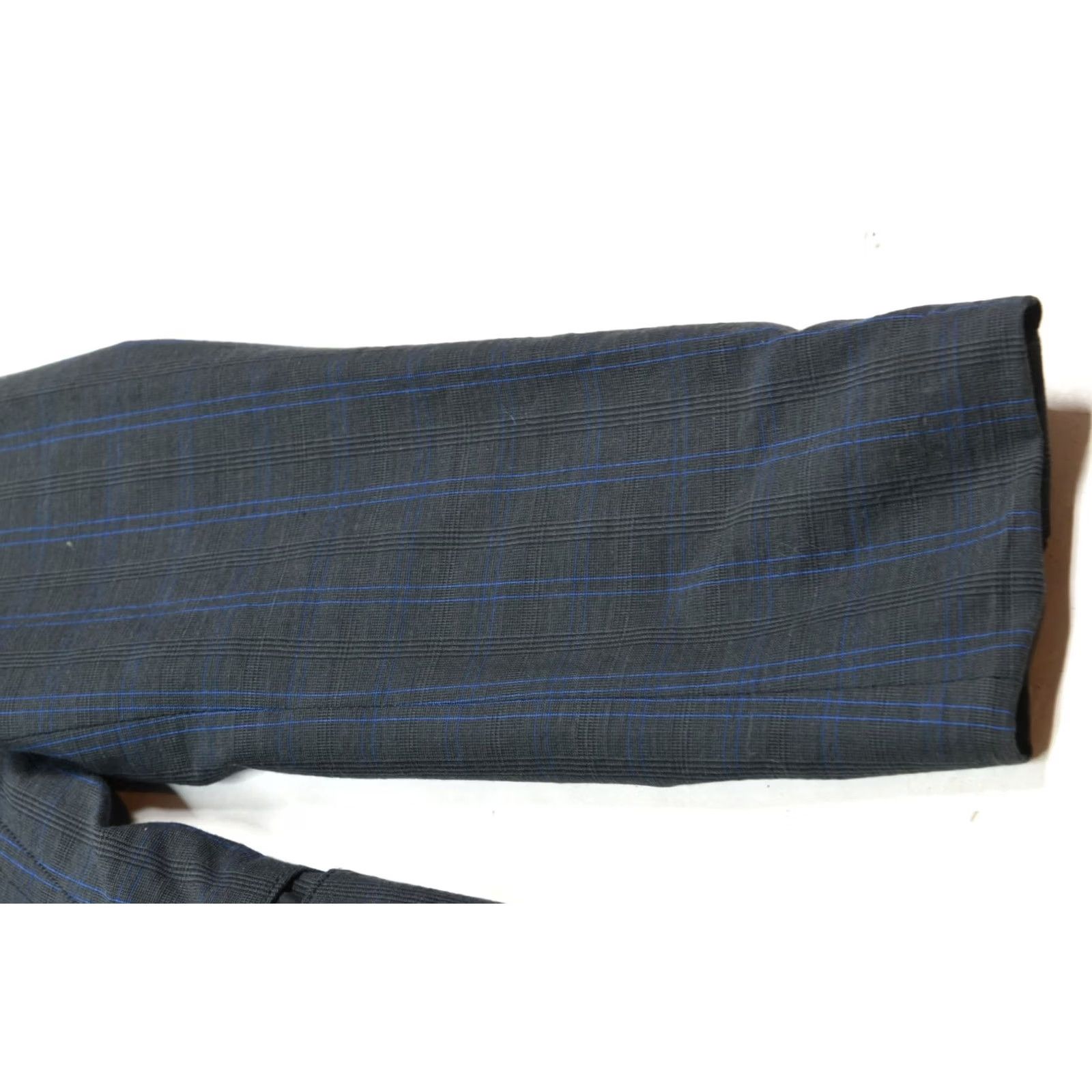 John Varvatos VINTAGE John Varvatos USA Luxe Blazer Mens 38 Gray Blue Plaid Two-Button Slim Fit Size 38R - 5 Thumbnail