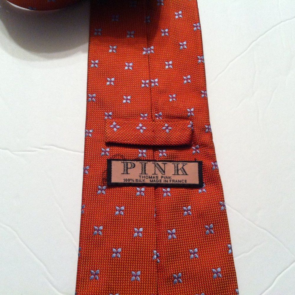 Thomas Pink THOMAS PINK MENS NEW BLOOD ORANGE SILK TIE 3 3/4" X 58 1/2" Size ONE SIZE - 6 Thumbnail