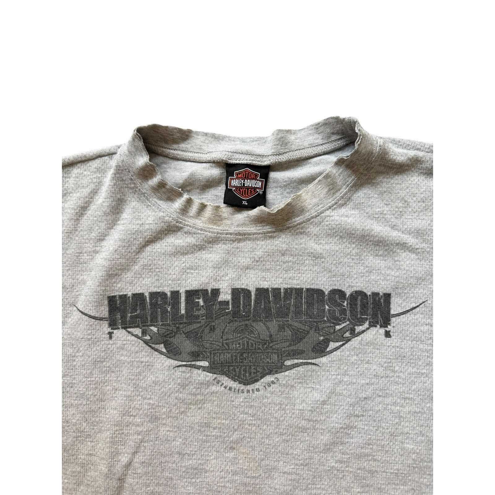 Harley Davidson Vintage Faded Harley Davidson Gray Knit Thermal Long Sleeve Size US XXL / EU 58 / 5 - 4 Thumbnail