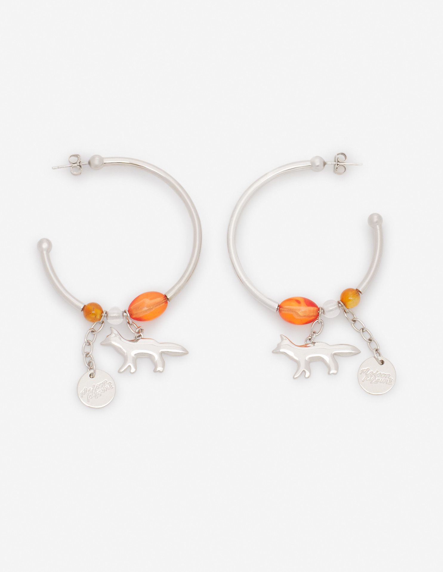 Maison Kitsune o1s22i1n0724 Size: OS / Fox Beads Hoop Earrings in Silver Size ONE SIZE - 1 Thumbnail