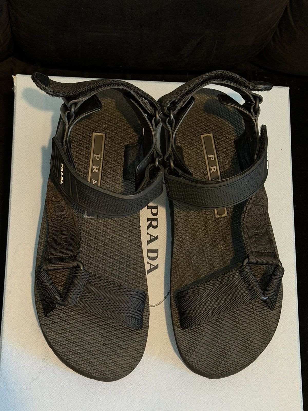 Prada Prada Nylon Strap Sandals – Black Size US 6 / IT 36 - 2 Thumbnail