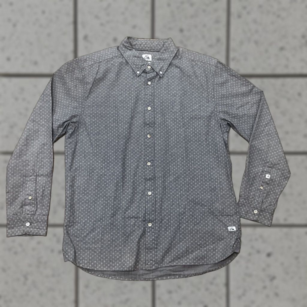 Quiksilver QUIKSILVER Button Shirt Men XL Gray Abstract Talisman Western Skate Oxford Shirt, Button-Up, Casual, Modern, 100% Cotton, Regular Fit, Gray, XL, Men Size US XL / EU 56 / 4 - 1 Thumbnail