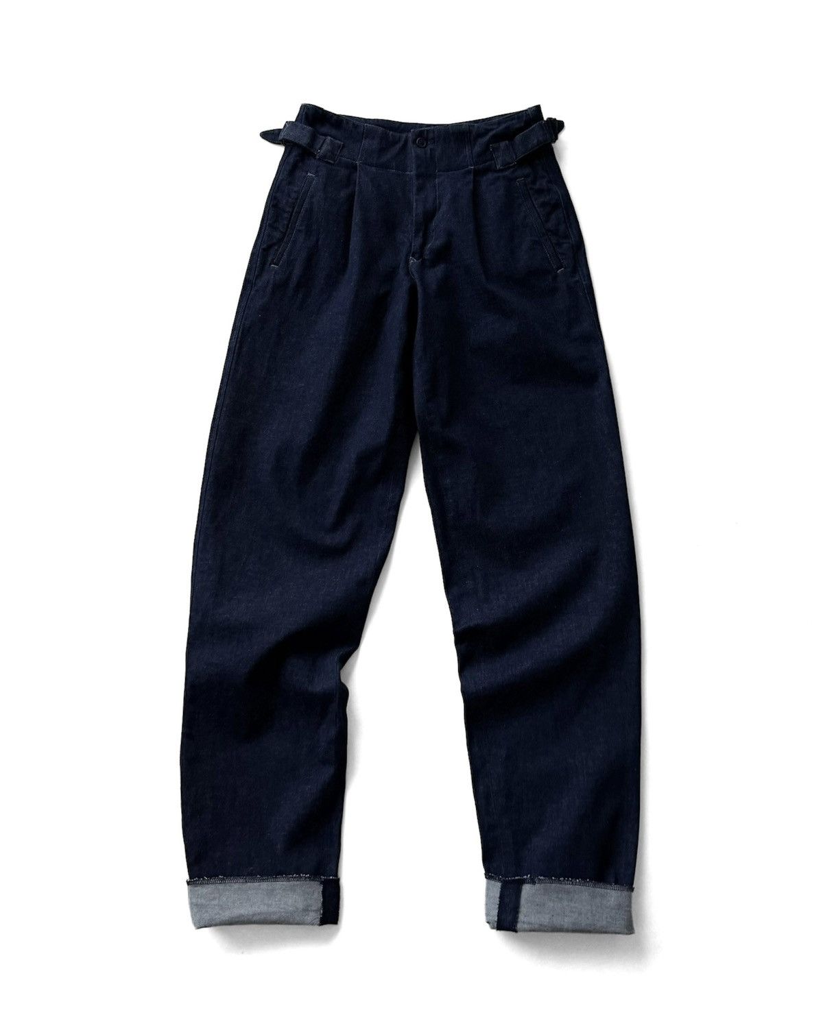 Issey Miyake VINTAGE80’s ISSEY MIYAKE MEN DENIM PLEATED SIDE BELT PANTS Size US 29 - 6 Thumbnail