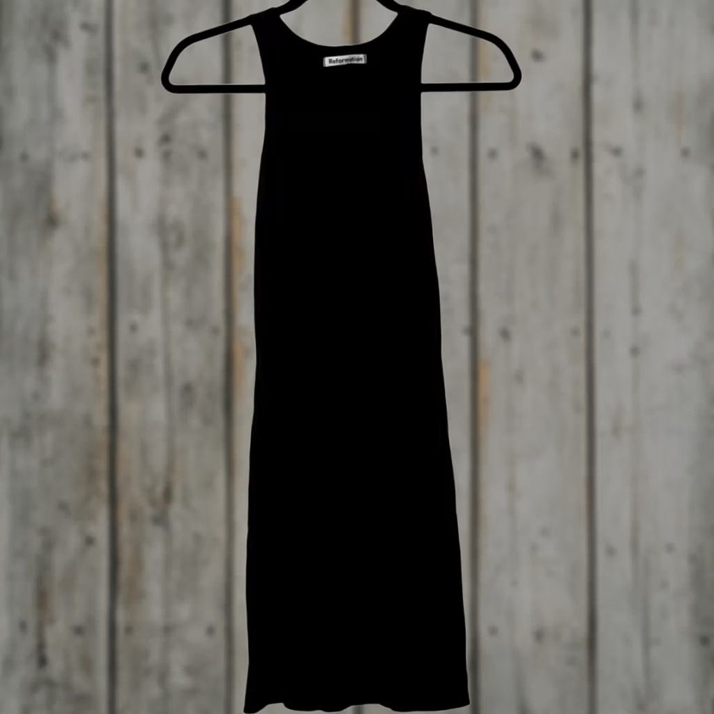 Reformation Reformation Black Ribbed Knit Tank Midi Bodycon Sleeveless Dress - S Womens Size S / US 4 / IT 40 - 1 Thumbnail