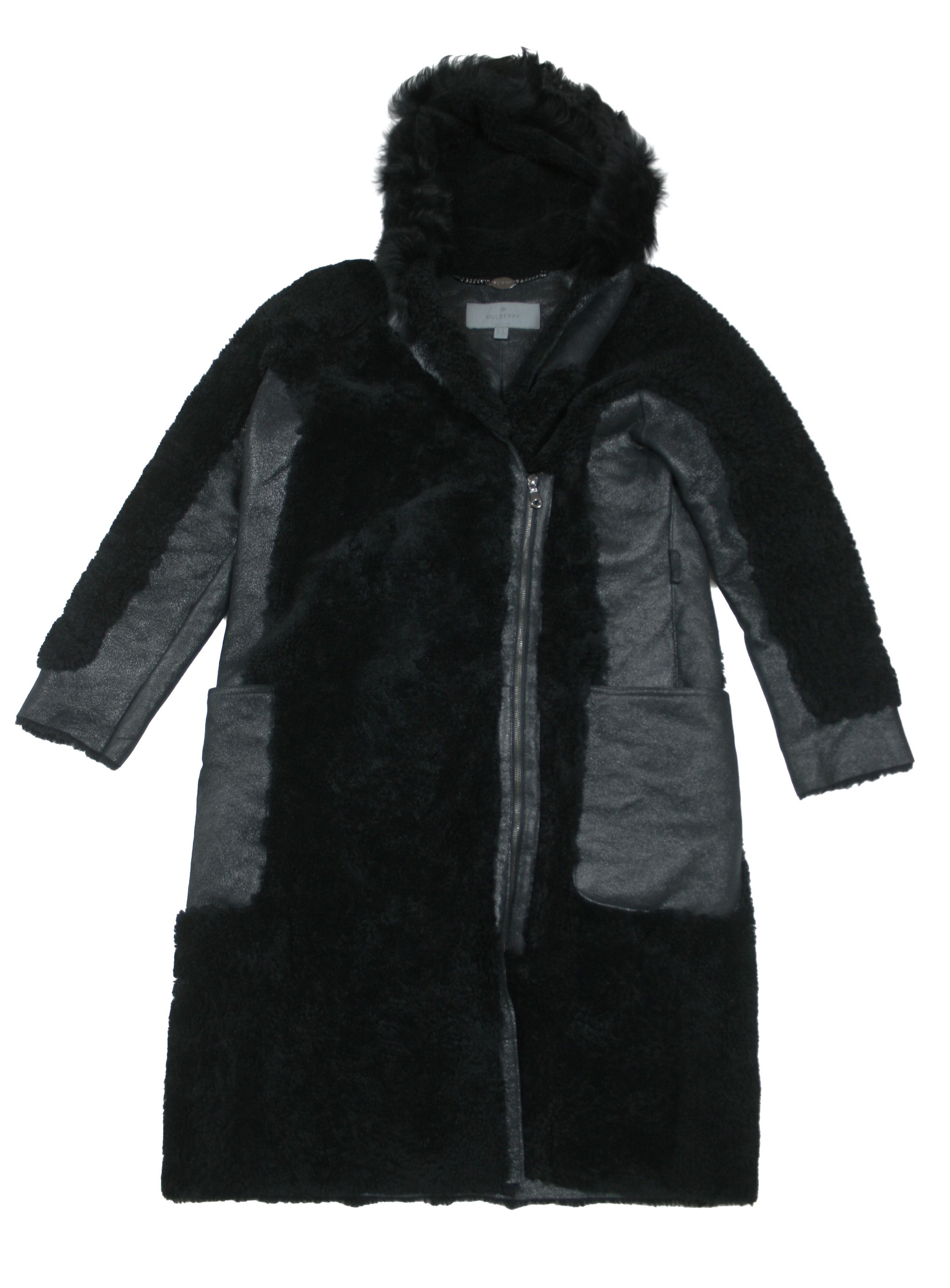 Mulberry Sheepskin Leather Sheerling Overcoat Size S / US 4 / IT 40 - 1 Thumbnail
