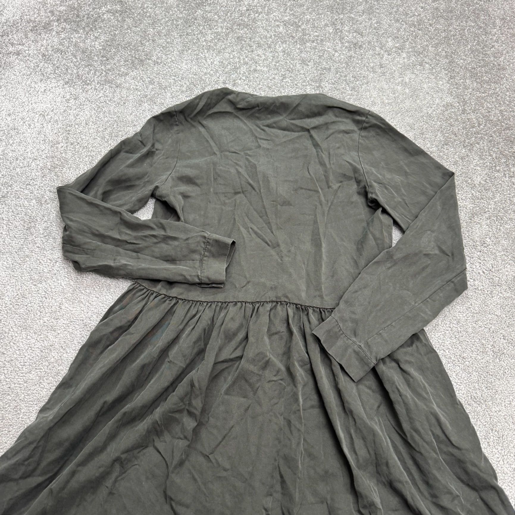 Vintage Ripe Maternity Button Front Collarless Shirt Dress Womens XS Green Long Sleeve Shirt Dress Size XS / US 0-2 / IT 36-38 - 4 Thumbnail