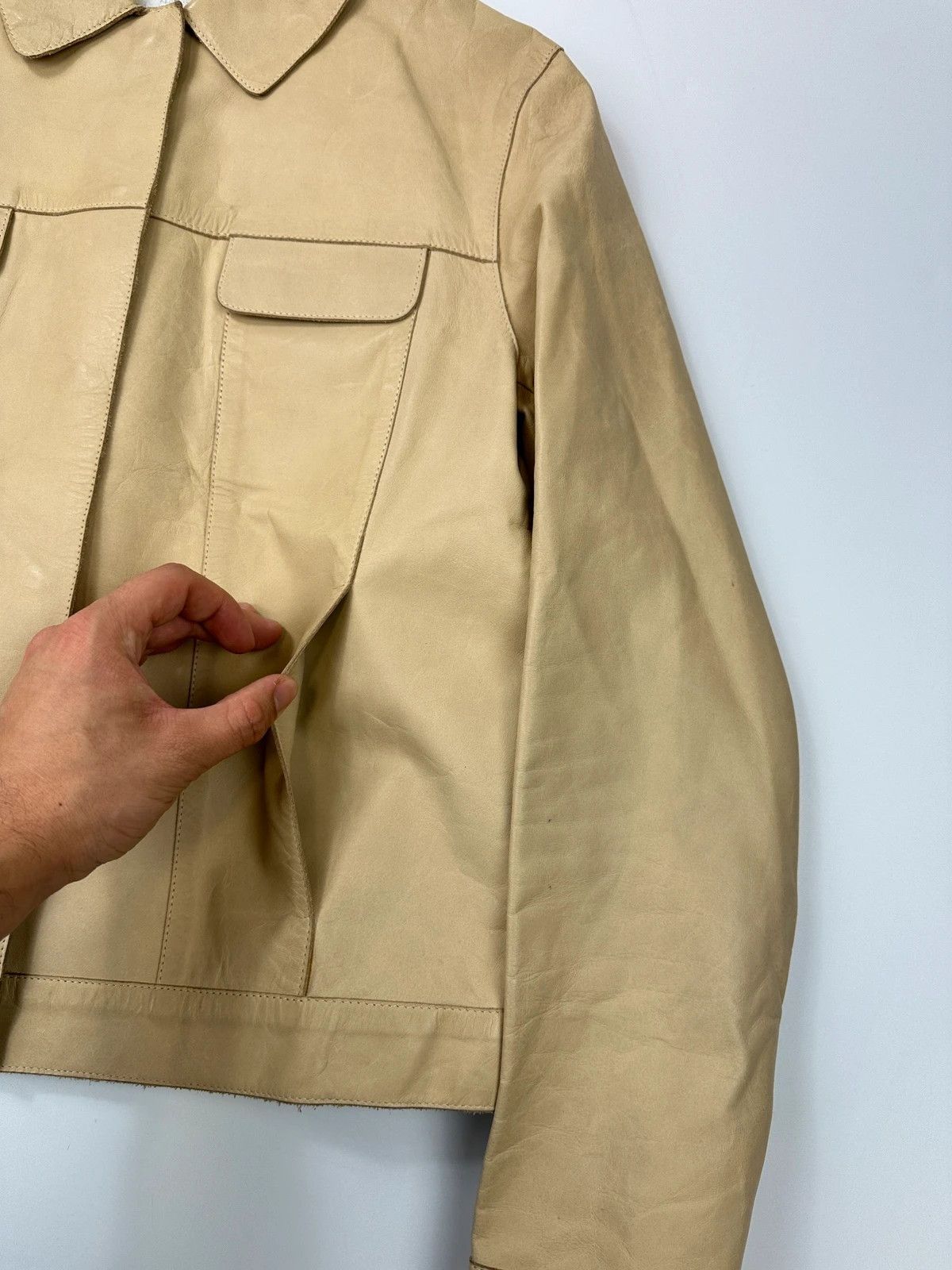 Prada Prada Milano SS99 Beige Leather CalfSkin Snap Buttons Jacket Size M / US 6-8 / IT 42-44 - 4 Thumbnail