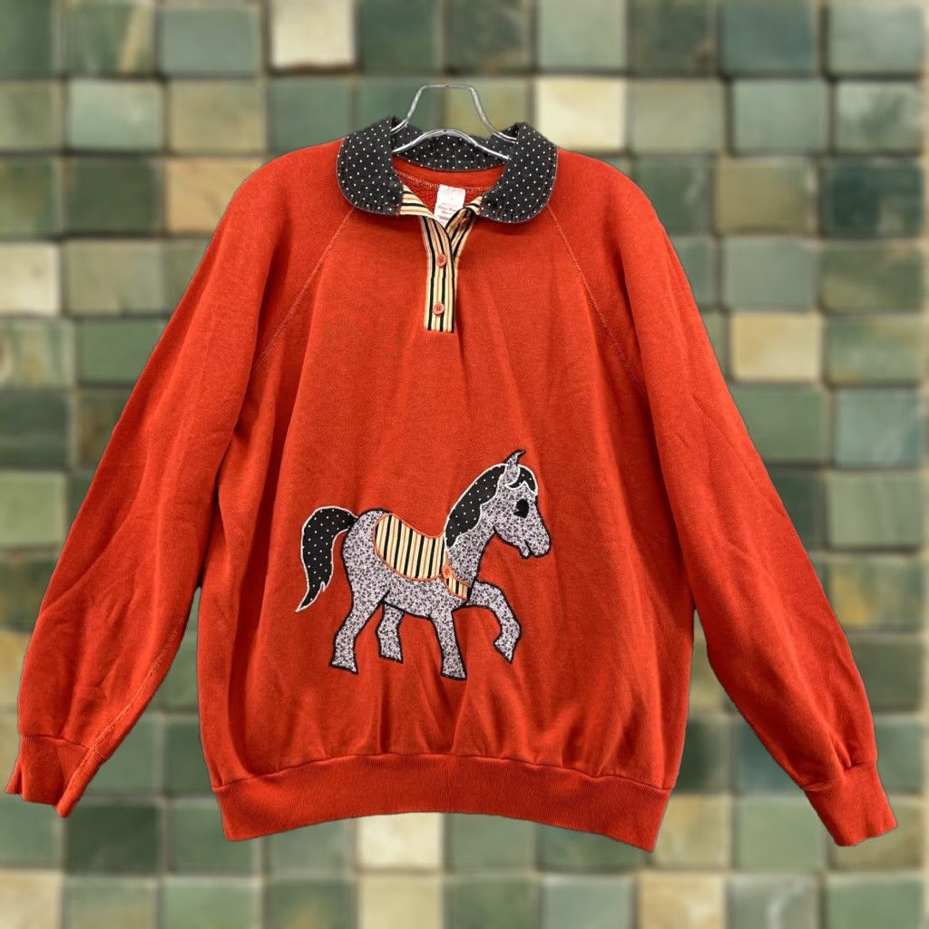 Vintage VINTAGE Wolf & Sons Sweatshirt Large Orange Peter Collar Preppy Travel Academia Mens Size US L / EU 52-54 / 3 - 1 Thumbnail