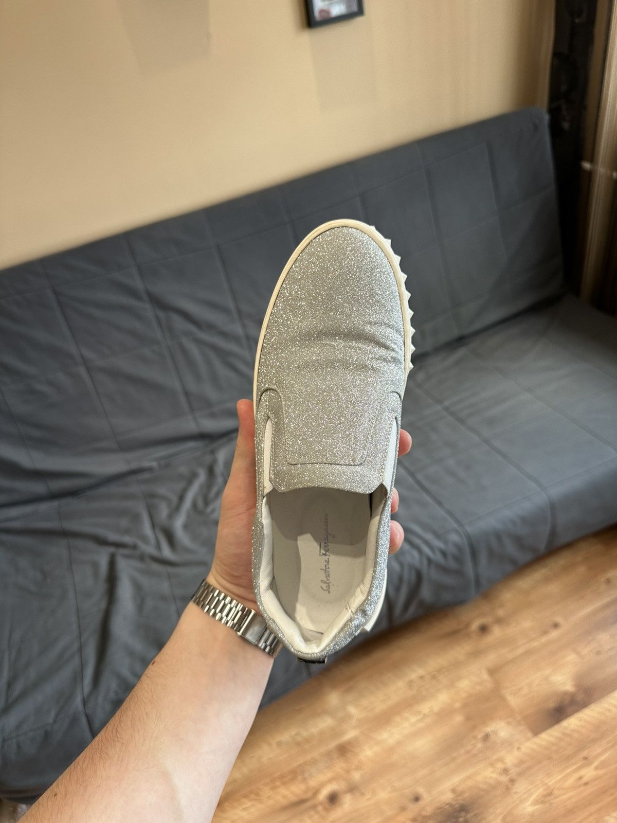 Salvatore Ferragamo Salvatore ferragamo glitter low top slip on sneakers Size US 6 / IT 36 - 10 Thumbnail