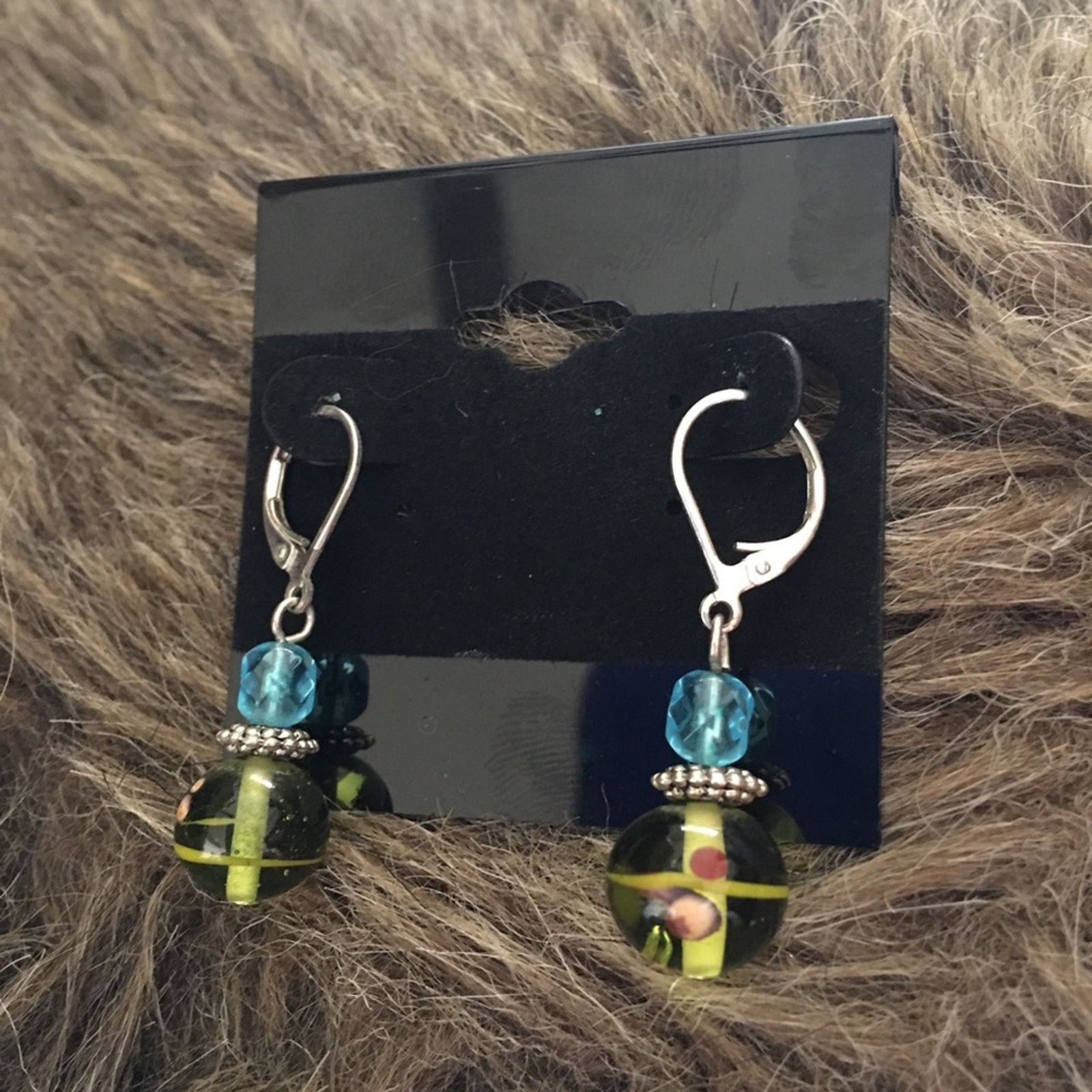 Handmade Handcrafted glass bead lever back earrings Size ONE SIZE - 2 Thumbnail