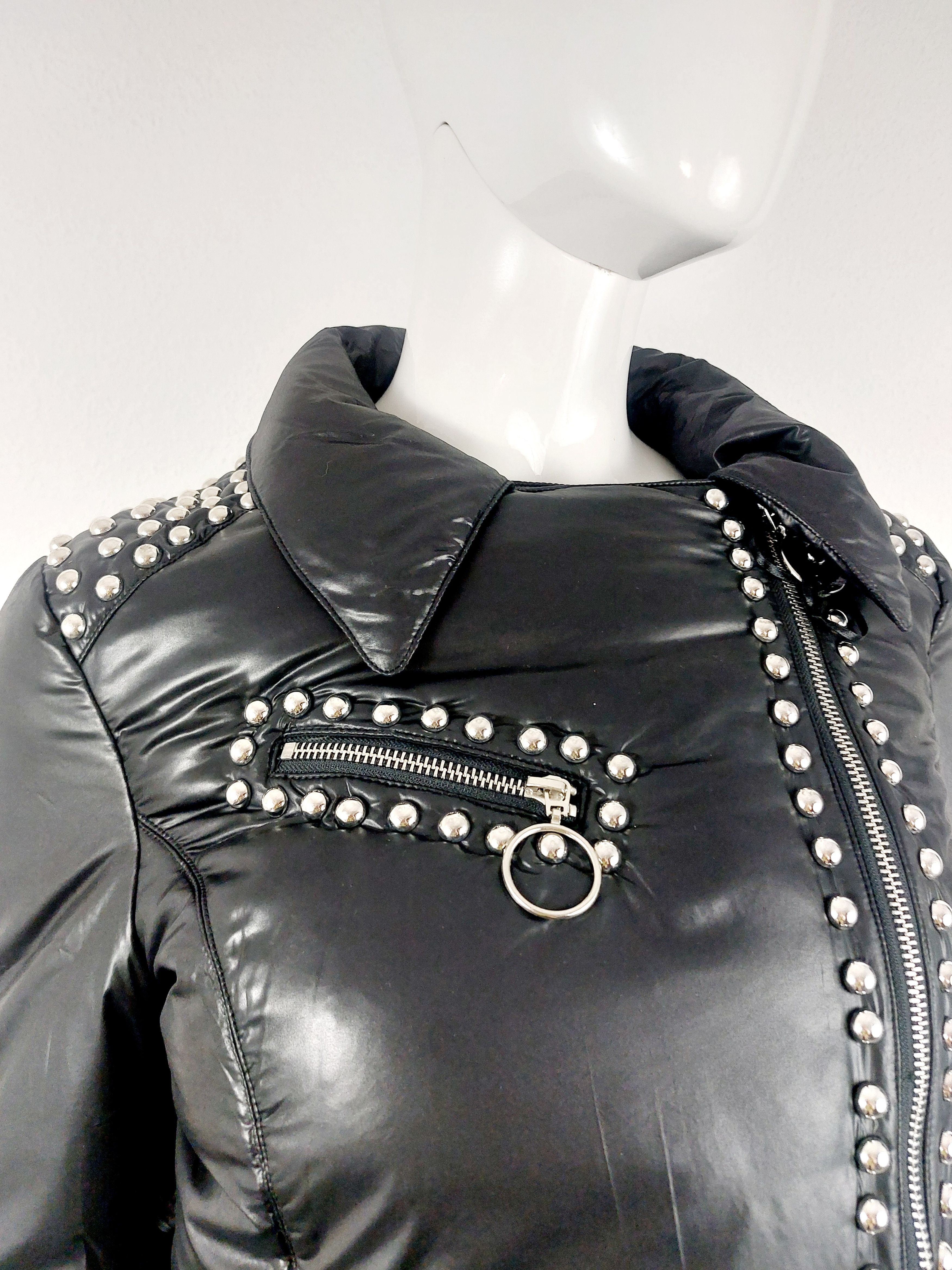 Moschino Moschino Rivet Studded Down Moto Jacket Coat Size M / US 6-8 / IT 42-44 - 11 Thumbnail