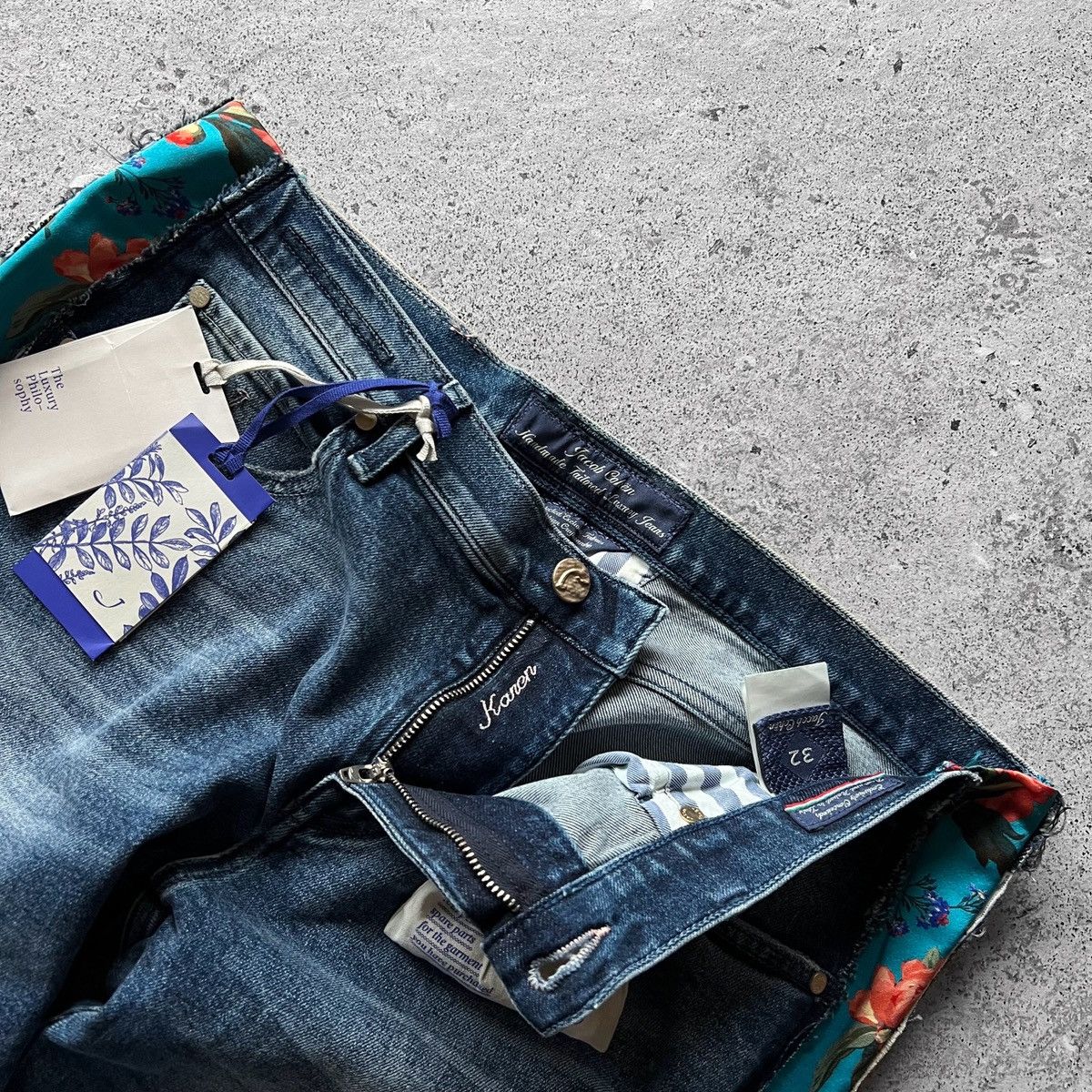 Jacob Cohen Jacob Cohen NWT Womens Blue Premium Karen Floral Jeans Size 34" / US 12 / IT 48 - 5 Thumbnail