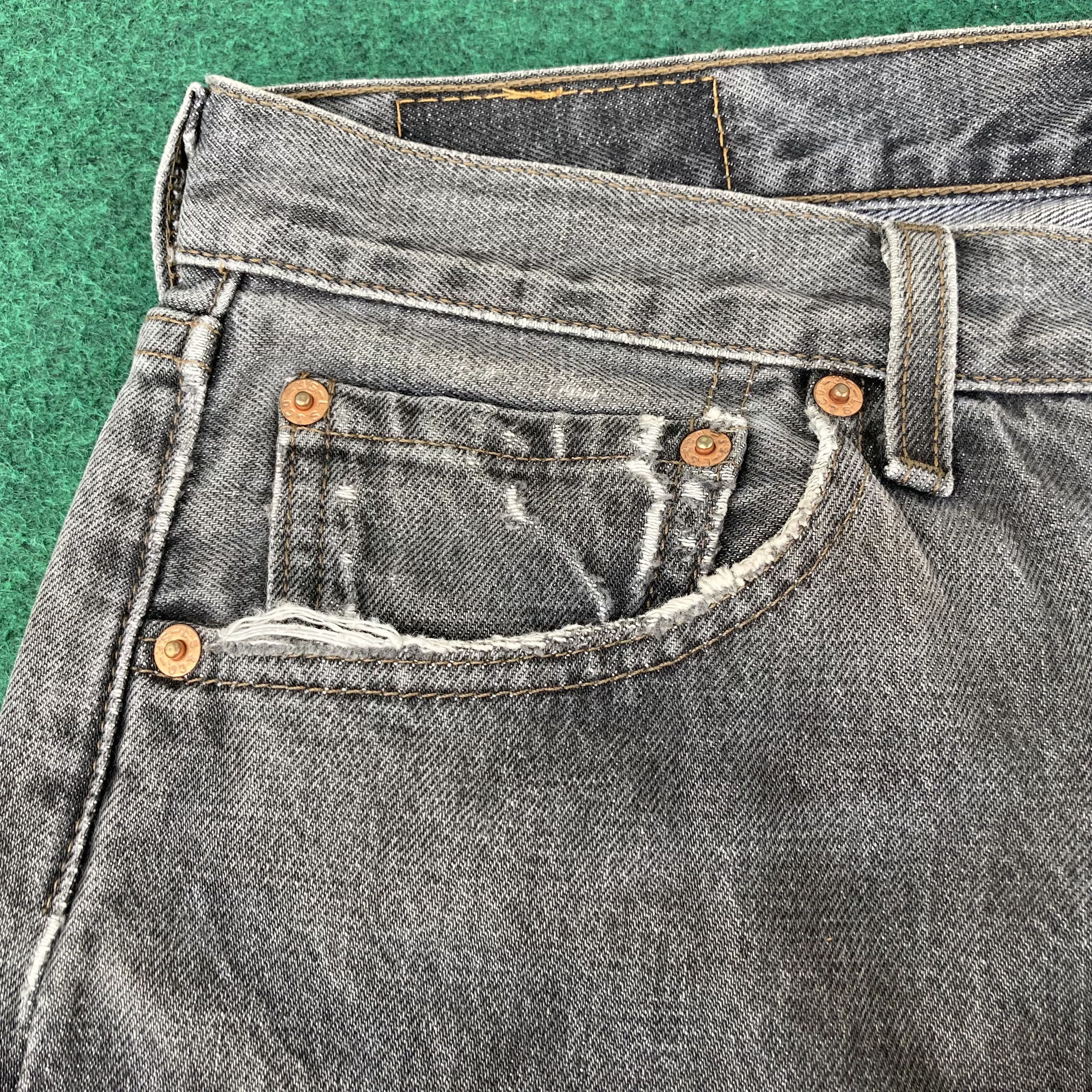 Levi's × Vintage Vtg Levis 501 Distressed Ripped Punk Grunge Black Jeans Size US 31 - 6 Thumbnail