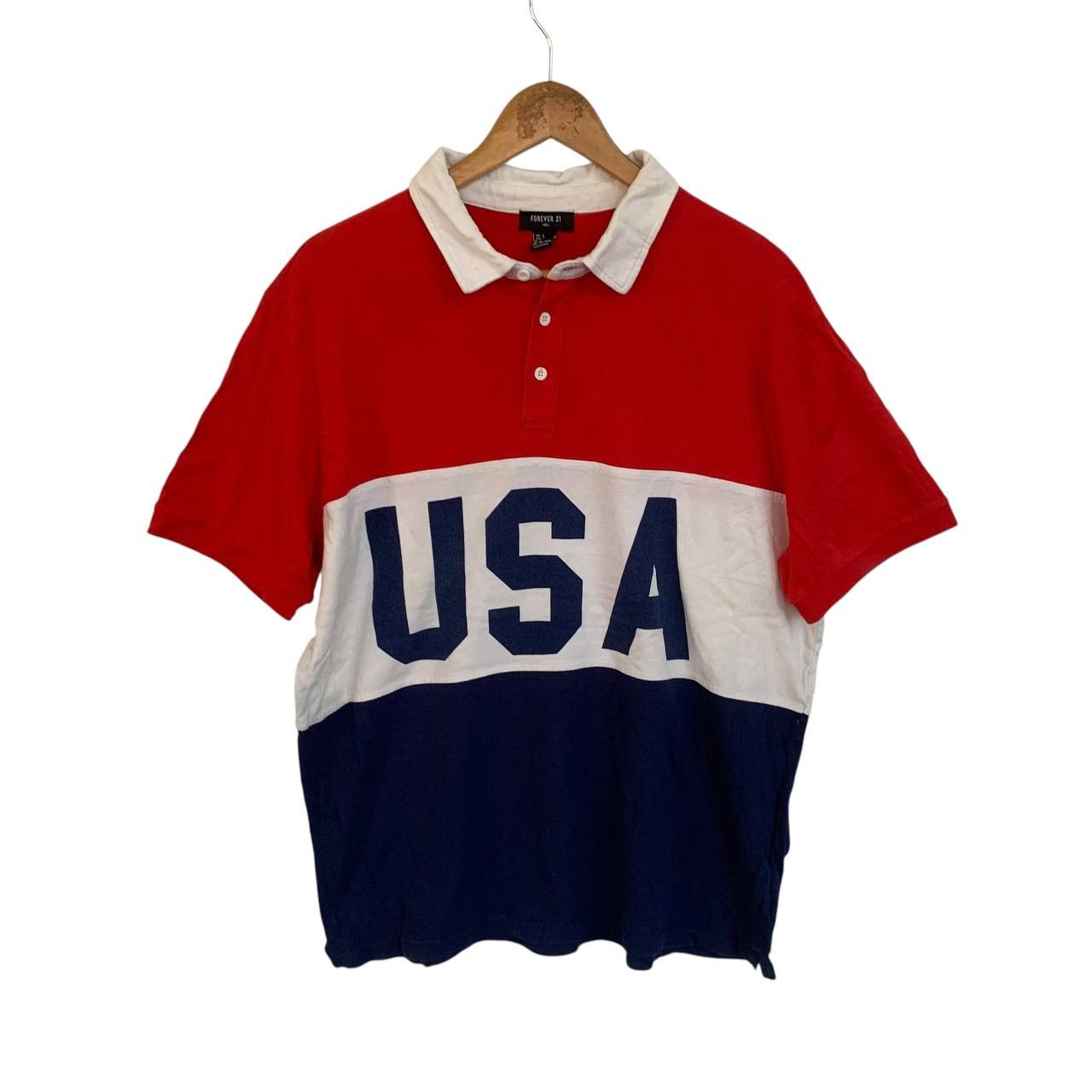 Other Spell Out USA three Color Stripe Polo Shirt Size US L / EU 52-54 / 3 - 1 Thumbnail