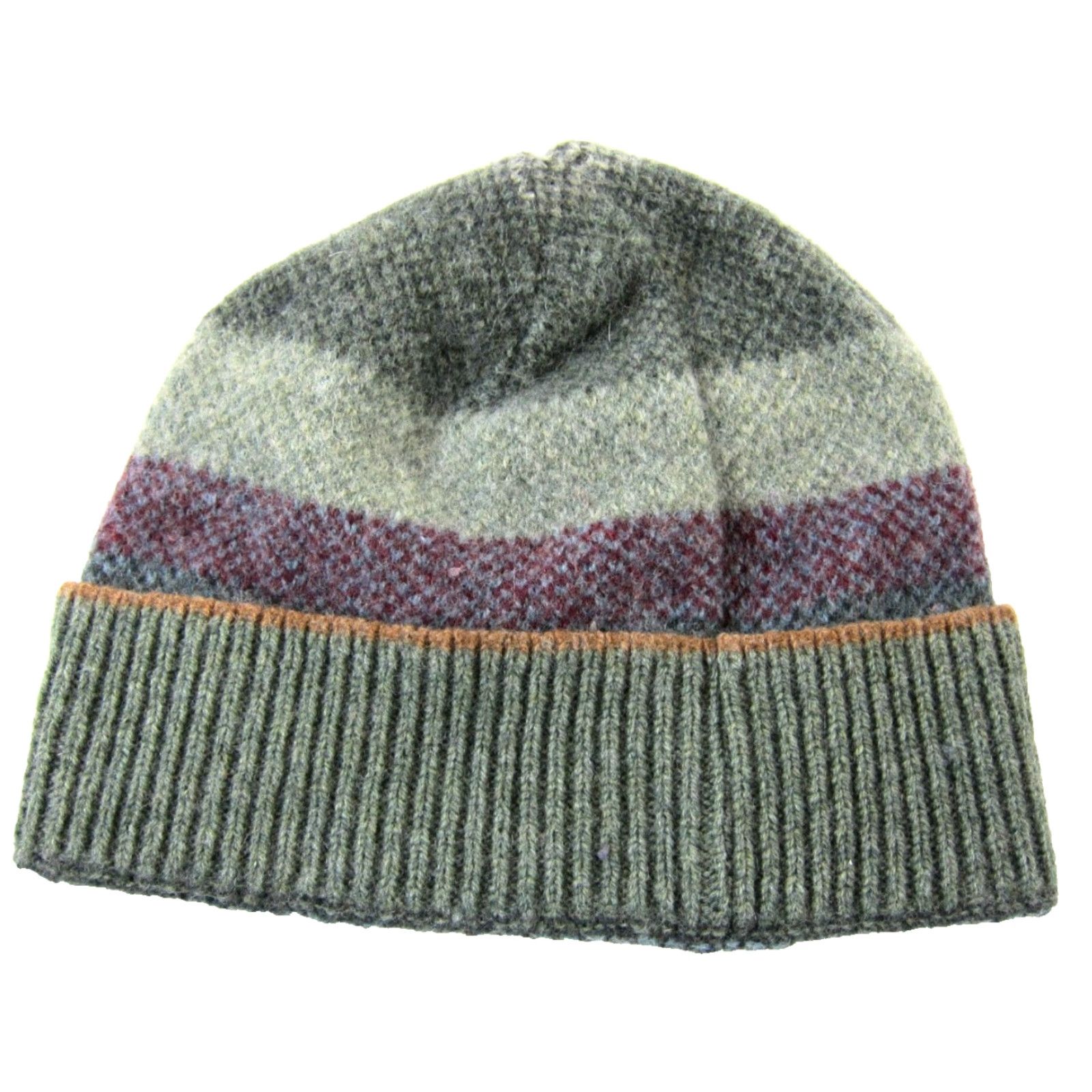 Pinko Louise Wedderburn Beanie Hat Women XS Green 100% Wool Knit Pattern Striped Beanie Adults Womens XS 80s 90s Fashion Size ONE SIZE - 2 Thumbnail