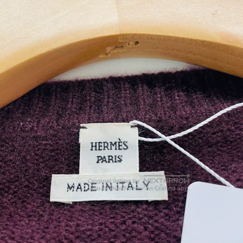 Hermes Hermes Burgundy women's long-sleeved leather knitted pullo Size XS / US 0-2 / IT 36-38 - 3 Thumbnail