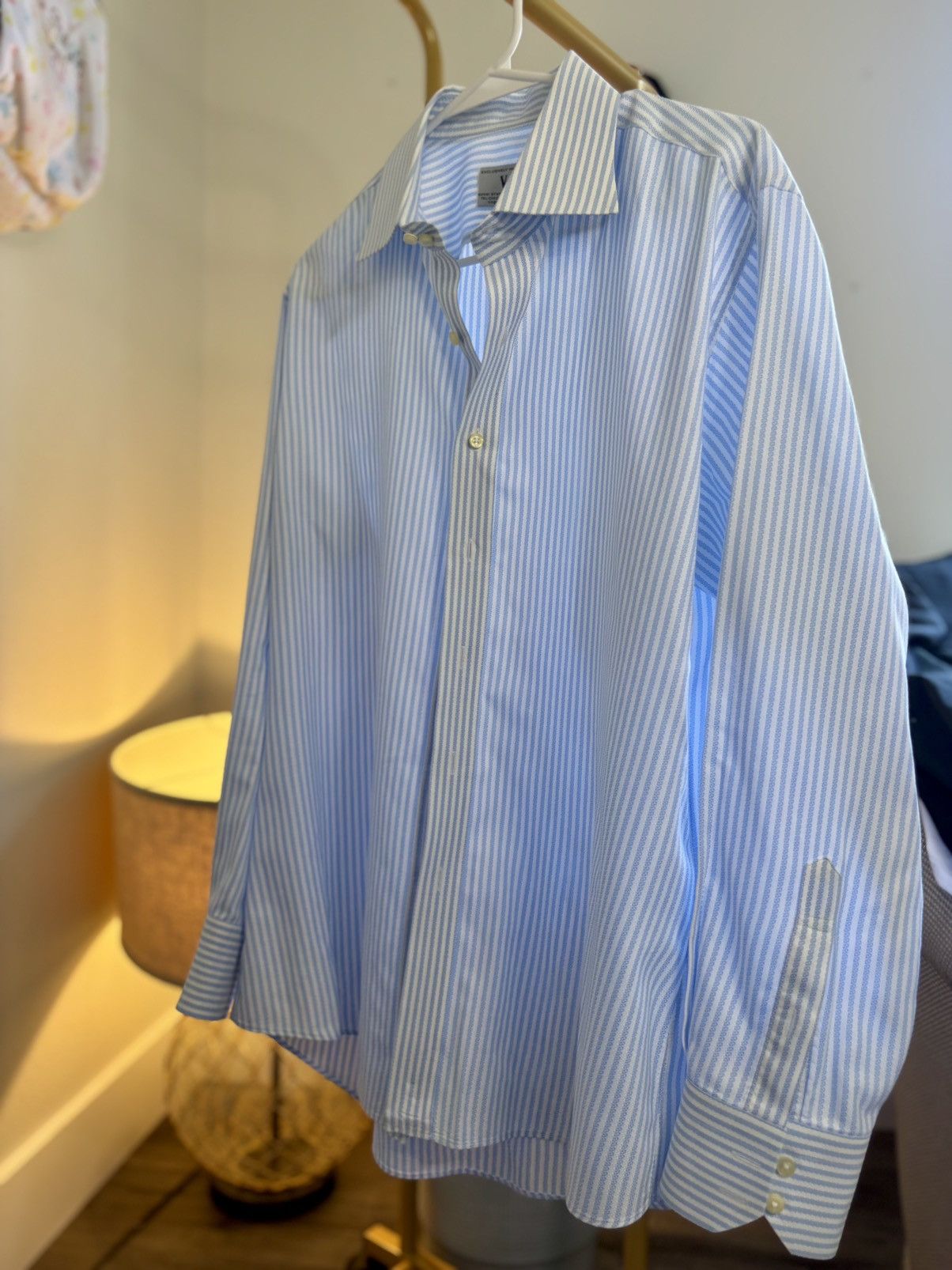 Vogue Light Blue Striped Vogue Button Down Size 34R - 3 Thumbnail