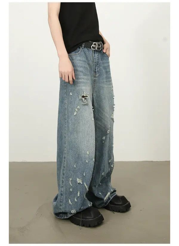 VIBE American style distressed high street washed ripped jeans Size US 32 / EU 48 - 6 Thumbnail